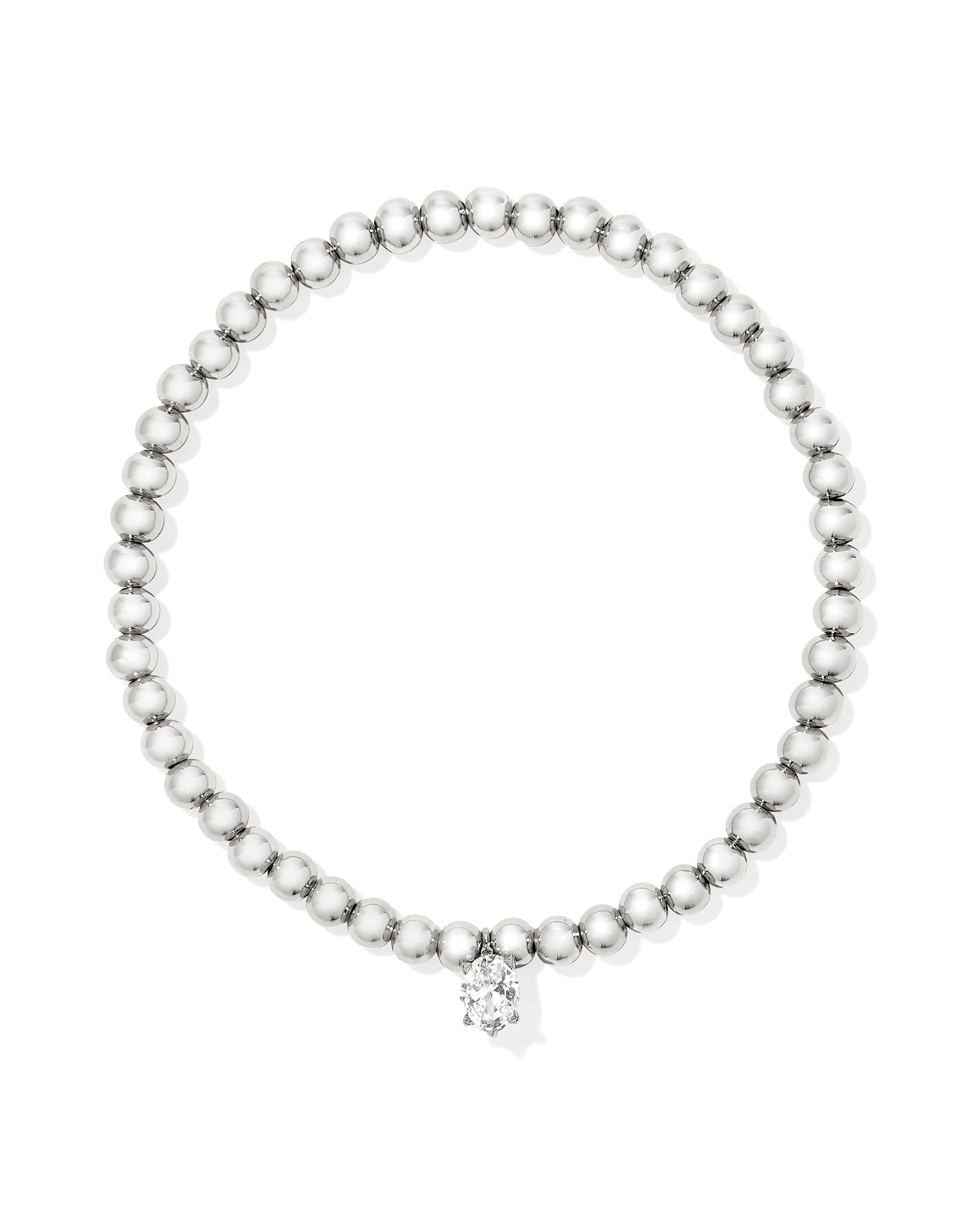 Cailin Stretch Bracelet in Rhodium White Crystal