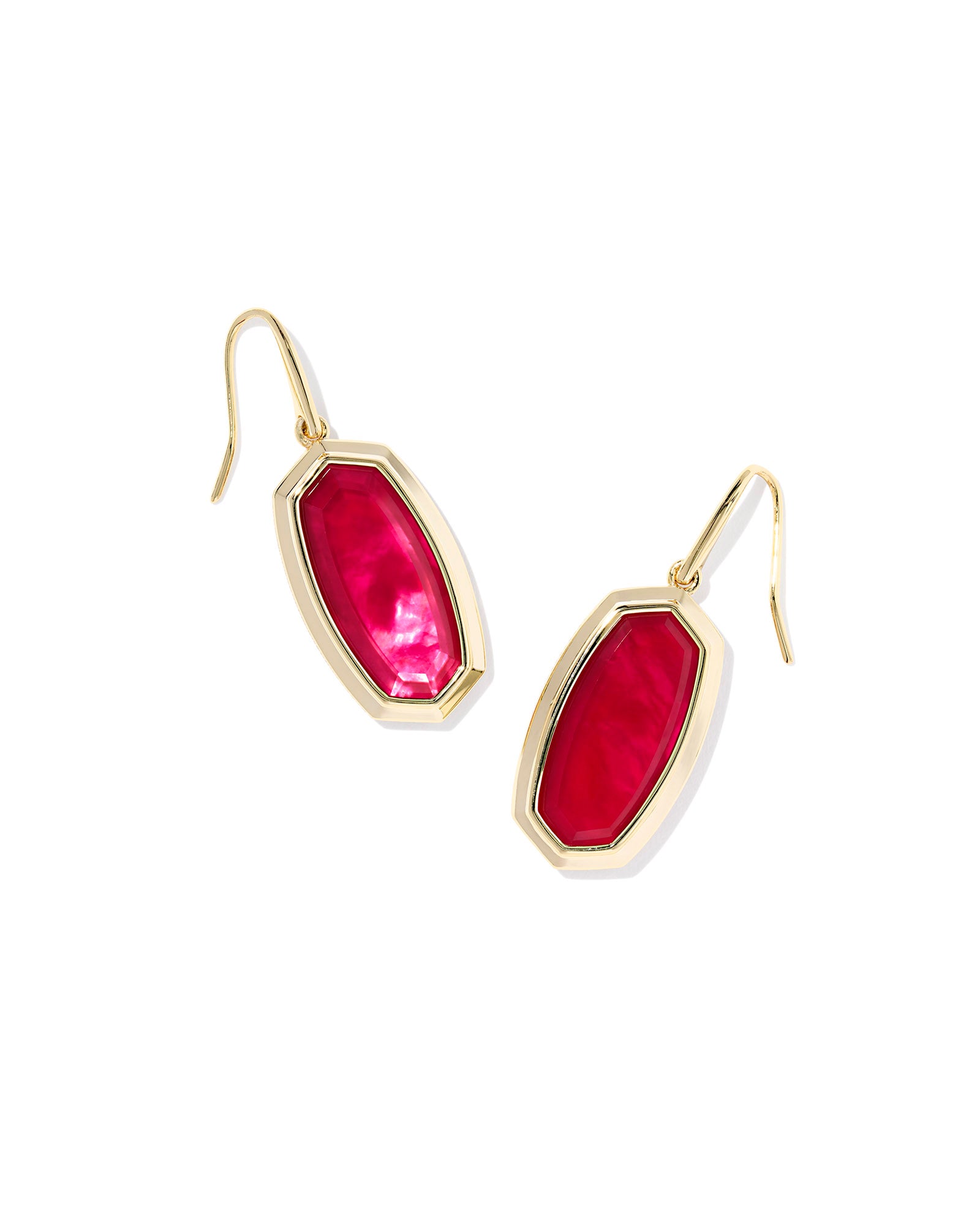 Dani Bezel Drop Earring in Gold Carmine Red Illusion
