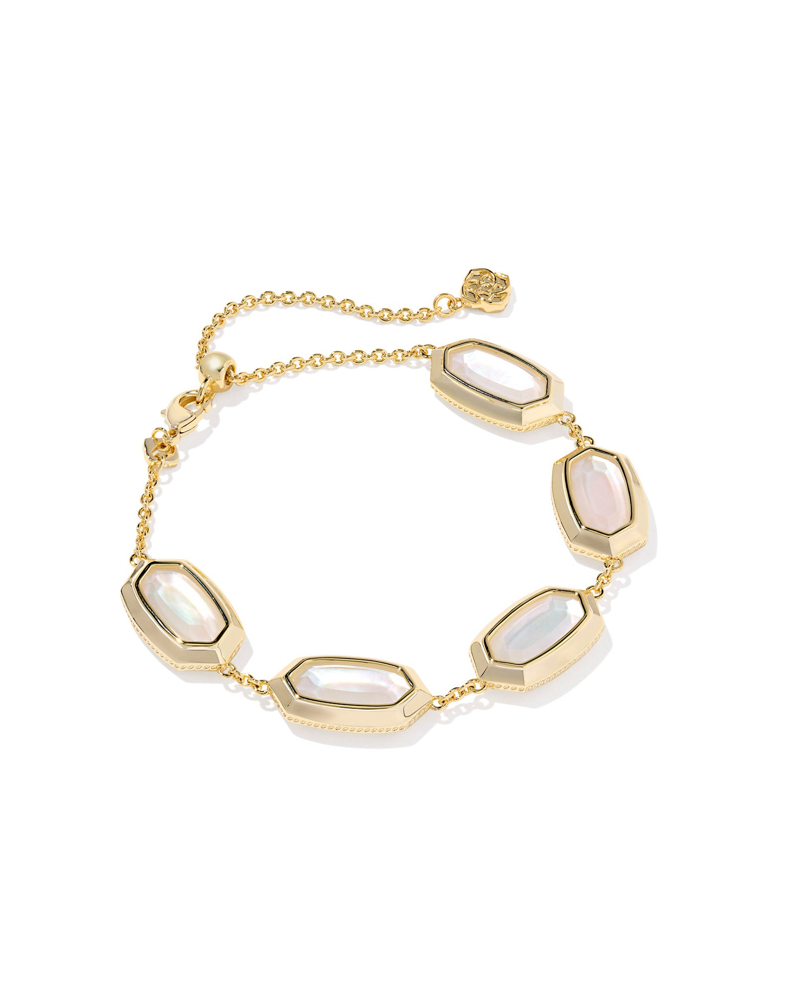 Elaina Bezel Delicate Bracelet in Gold Ivory Mother of Pearl