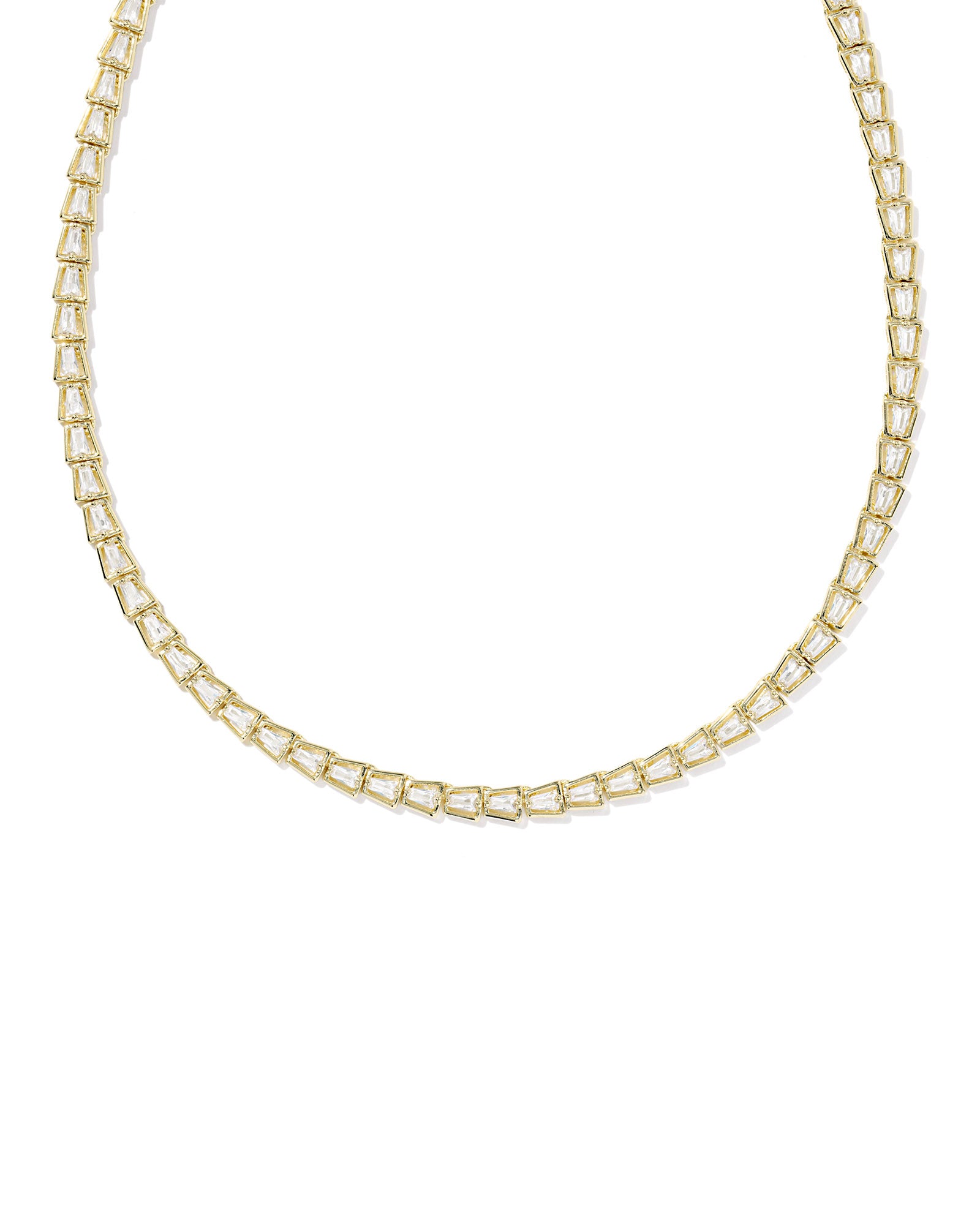 Bella Tennis Necklace in Gold White Crystal