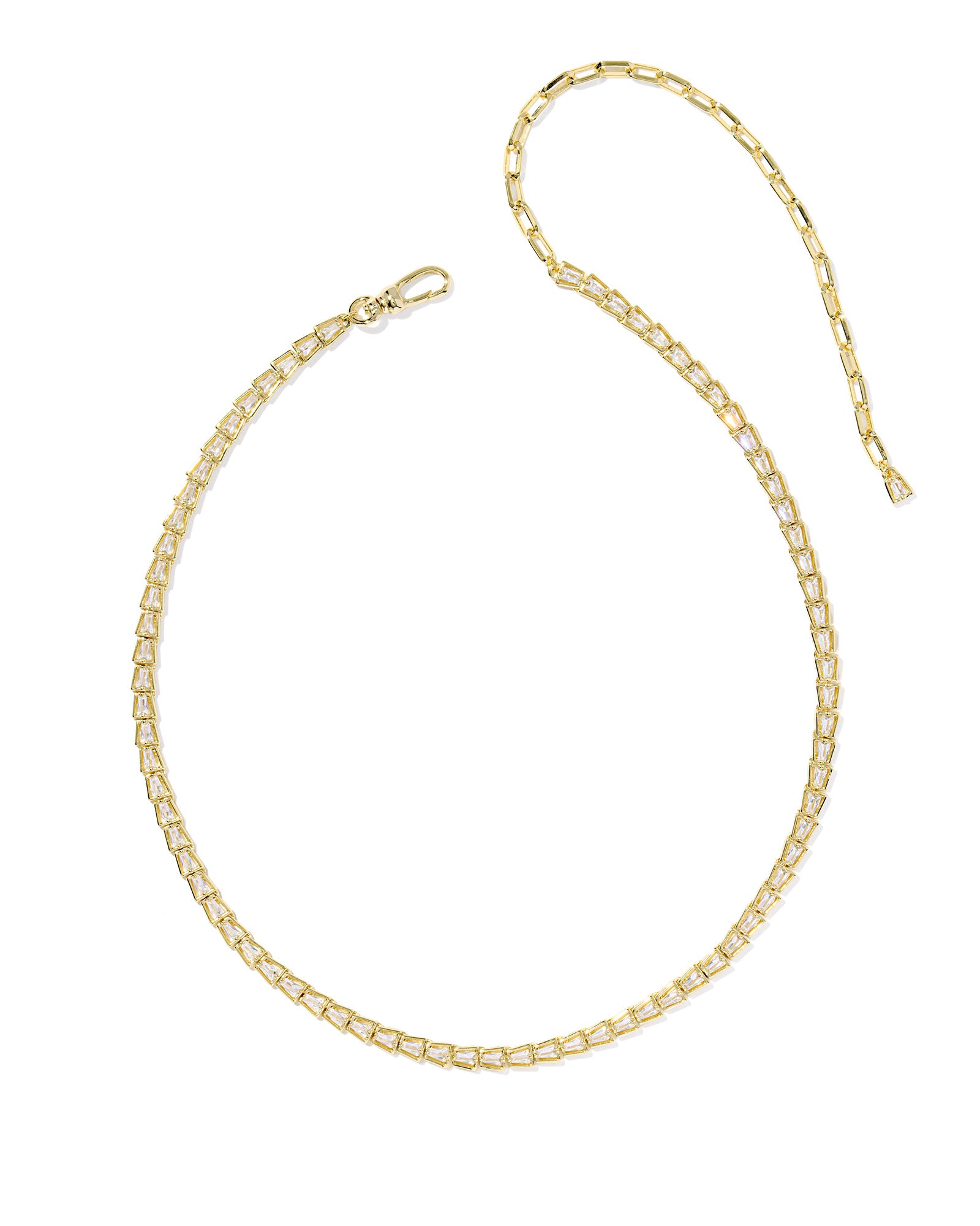 Bella Tennis Necklace in Gold White Crystal