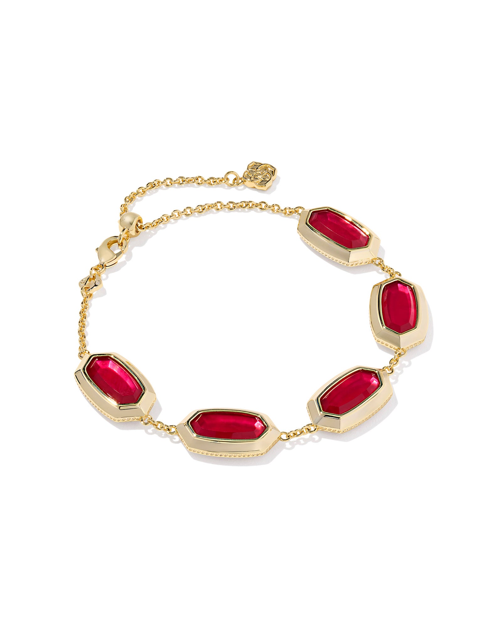 Elaina Bezel Delicate Bracelet Gold Carmine Red Illusion