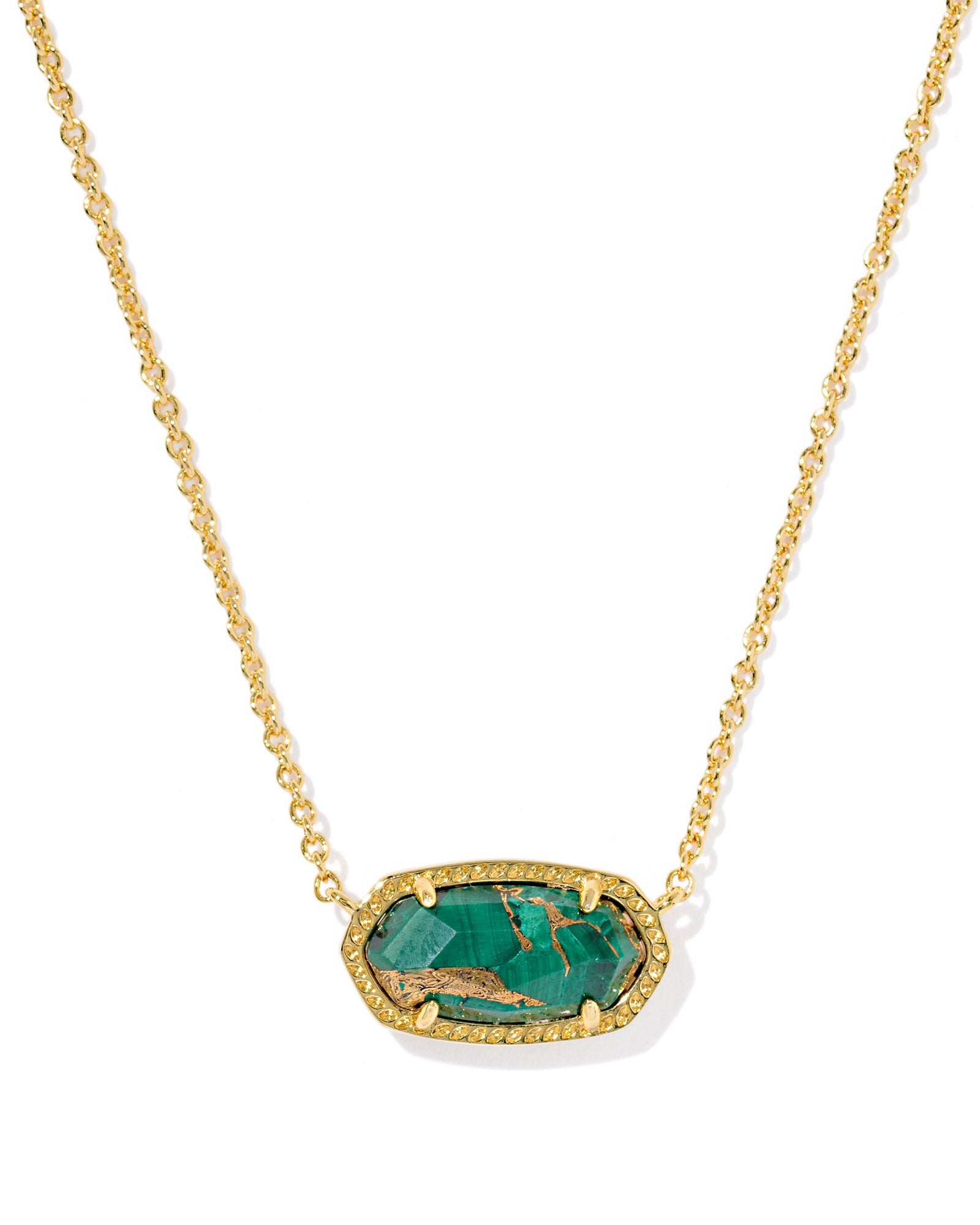 Elisa Necklace in Gold Bronze Veined Malachite