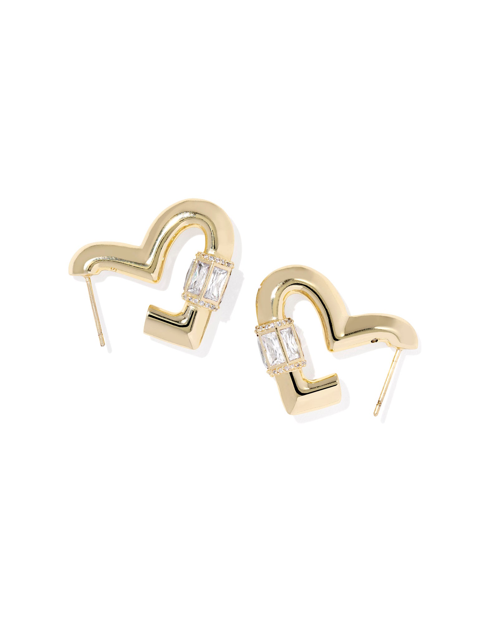 Emery Heart Hoop Earring in Gold White Crystal