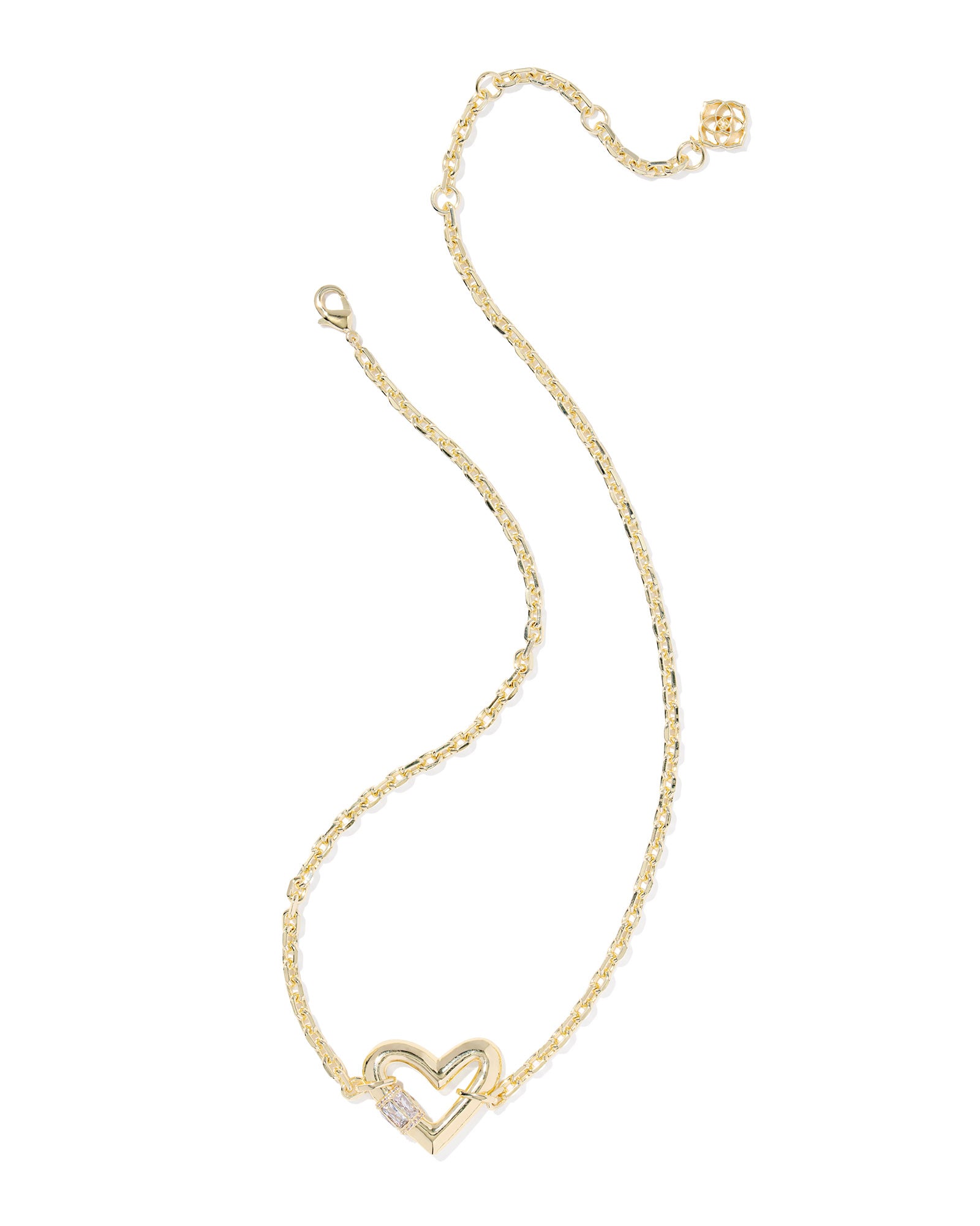Emery Heart Short Pendant Necklace in Gold White Crystal