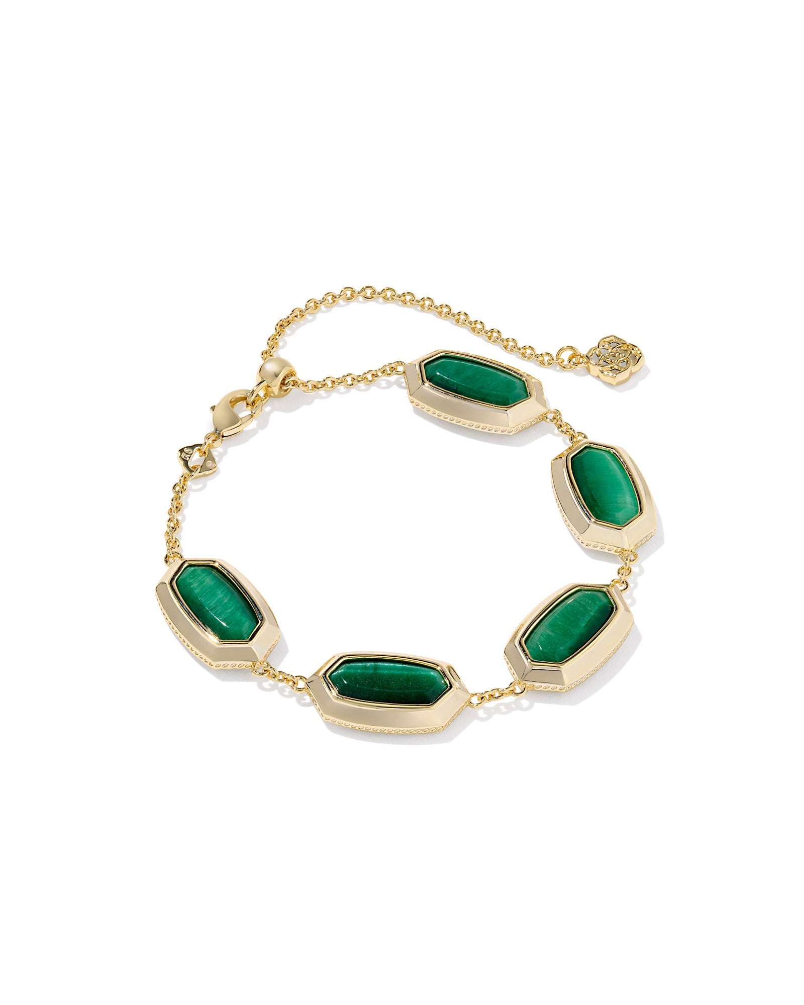 Elaina Bezel Delicate Bracelet Gold Green Tigers Eye