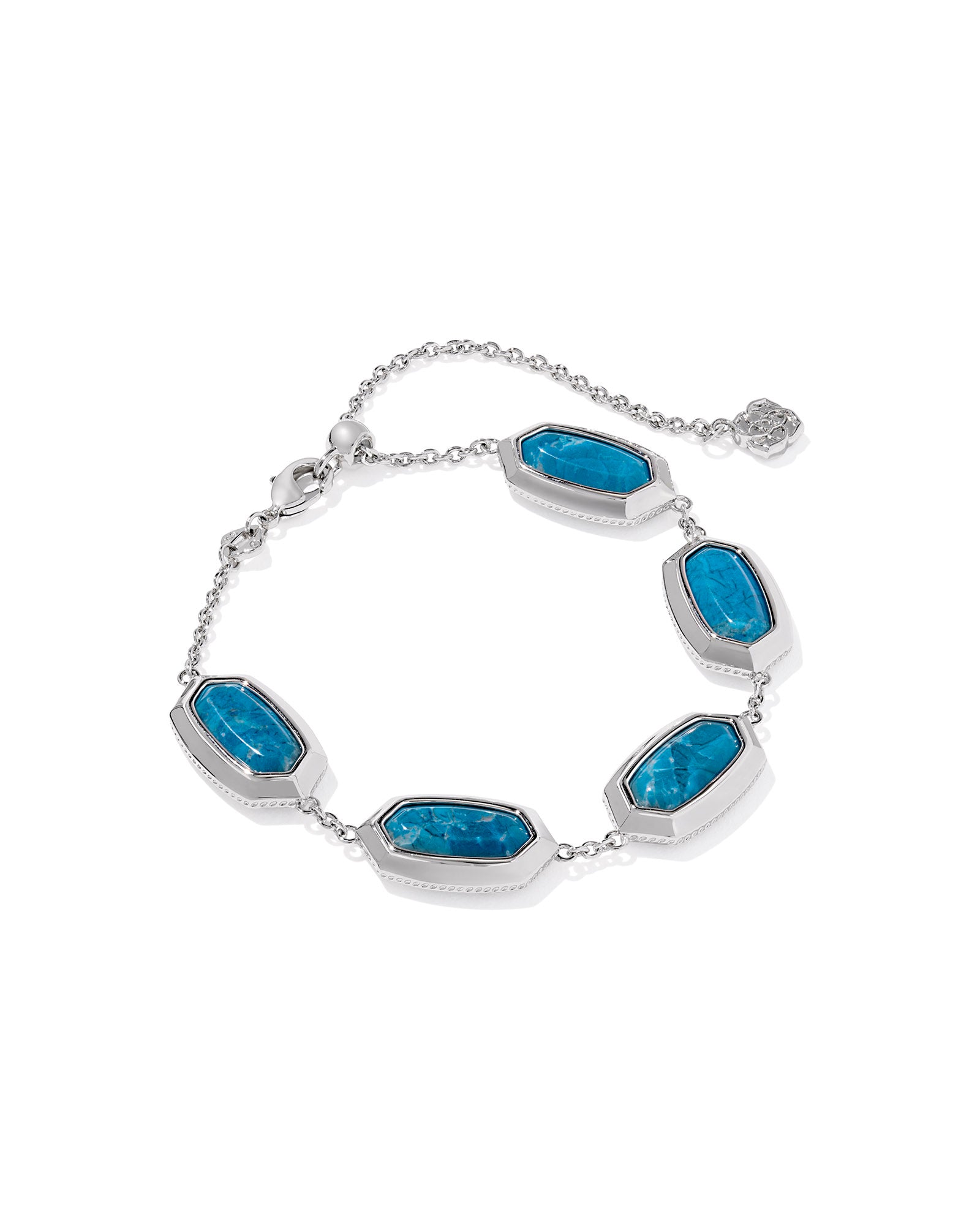 Elaina Bezel Delicate Bracelet in Silver Variegated Indigo Magnesite