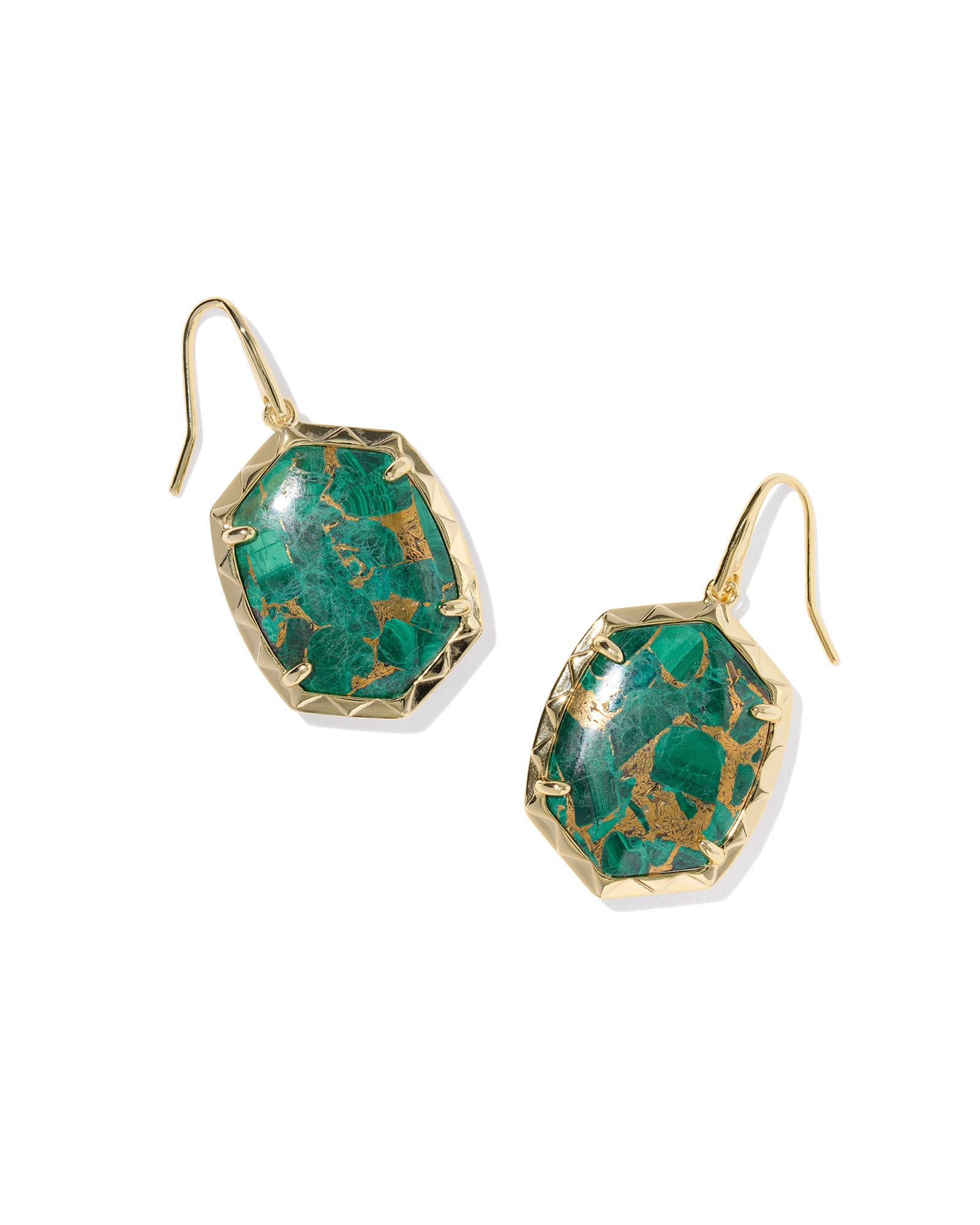 Daphne Drop Earring in Bronze Veined Green Malachite