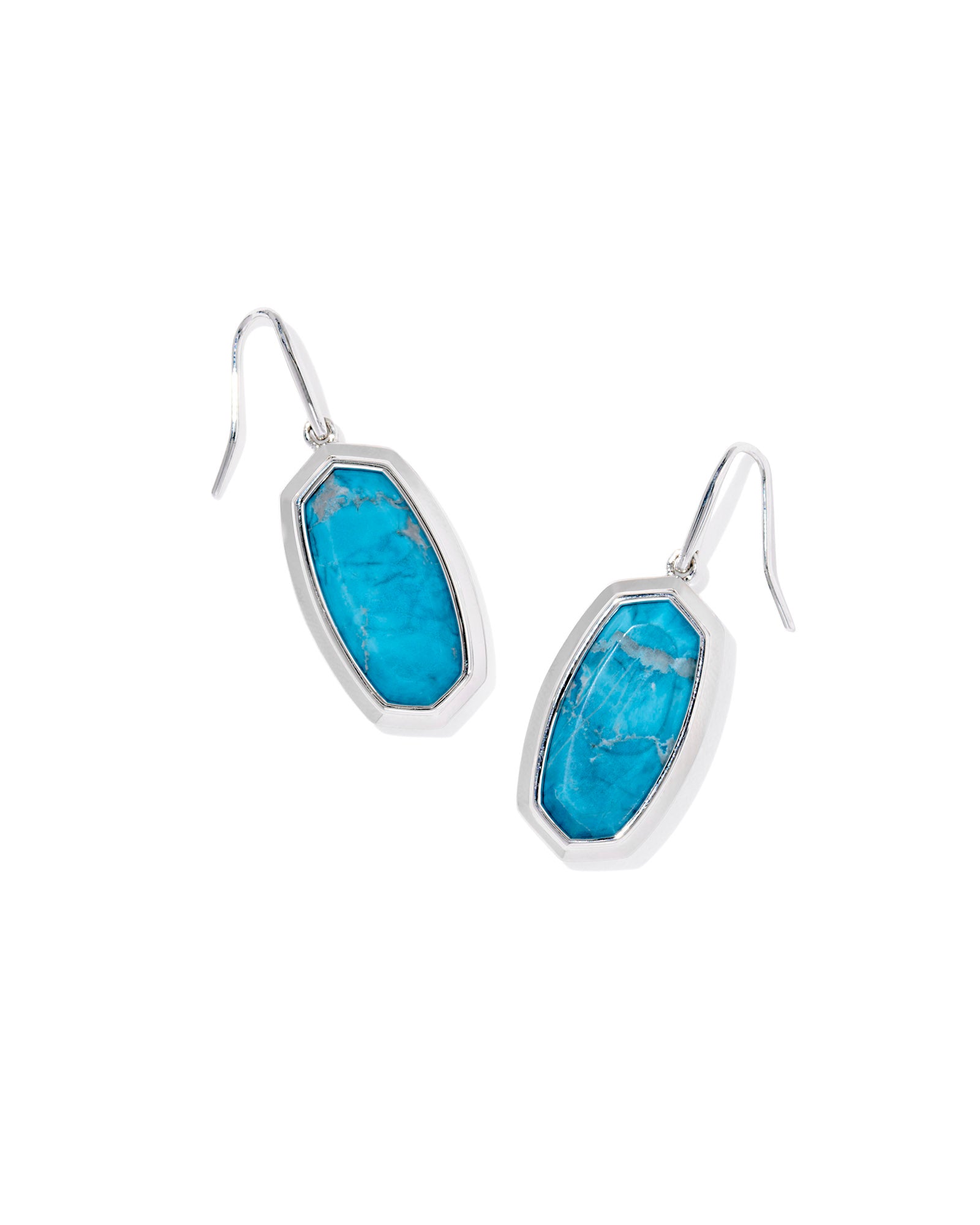Dani Bezel Drop Earring in Silver Variegated Indigo Magnesite