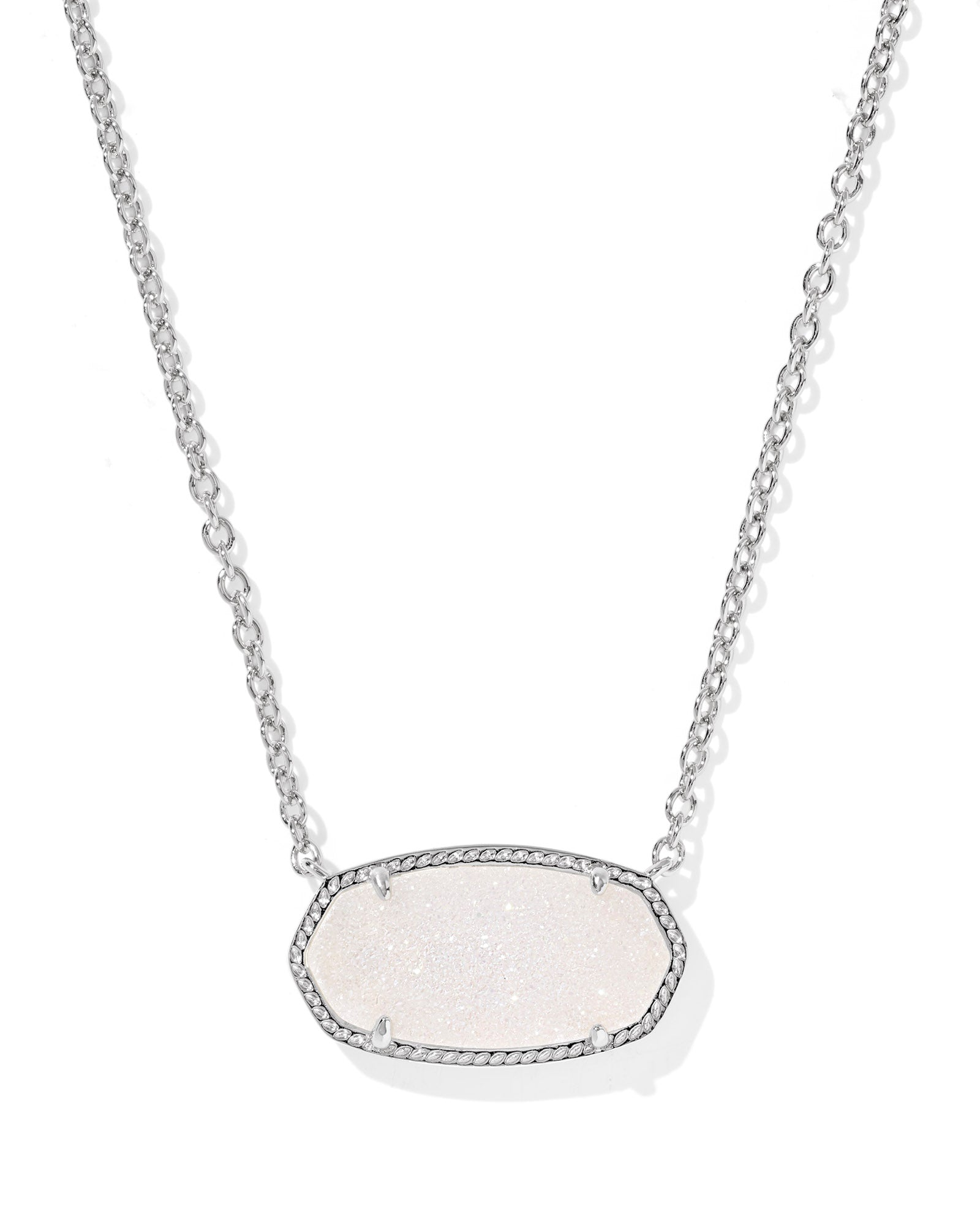 Elisa Statement Short Pendant in Silver Iridescent Drusy