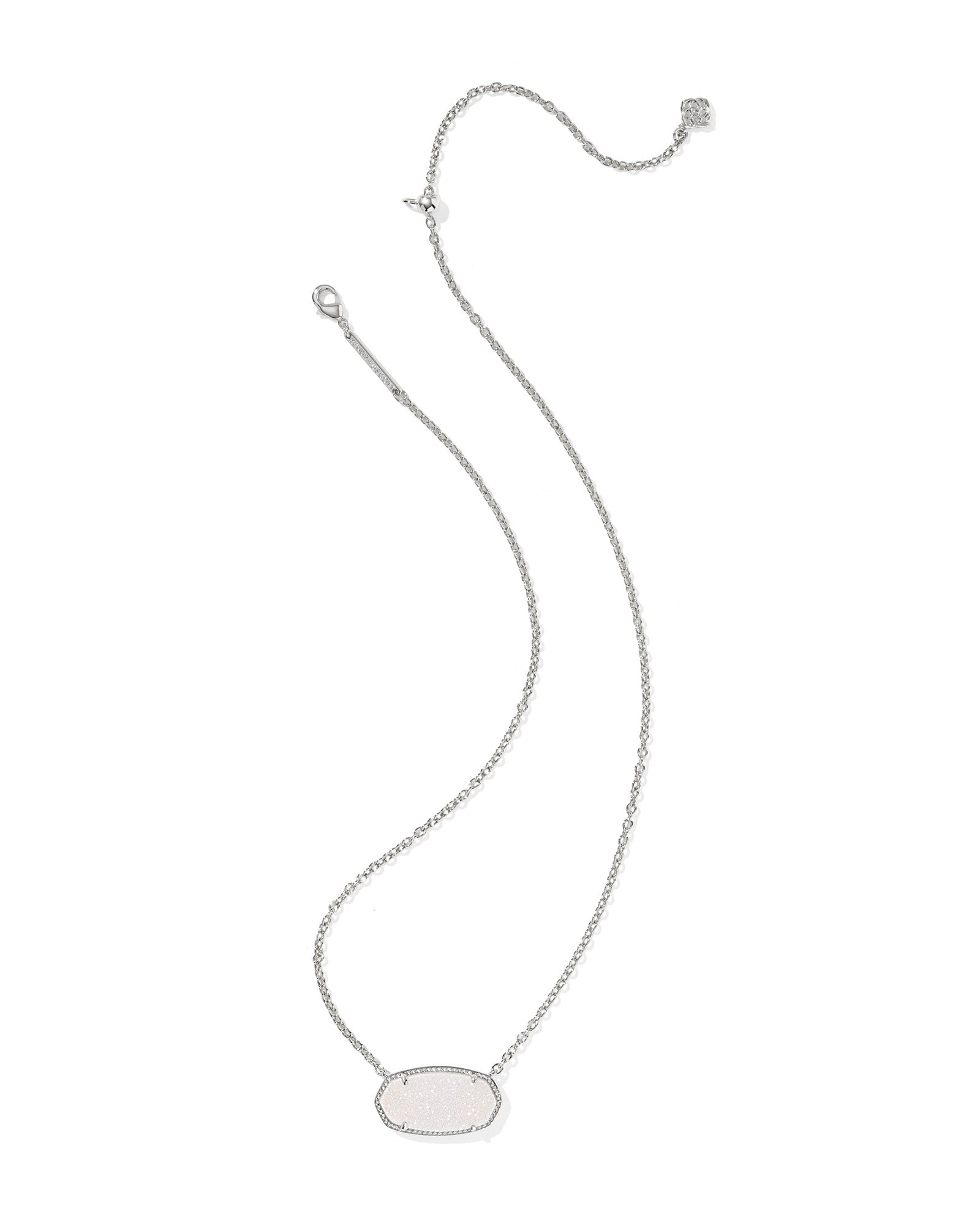 Elisa Statement Short Pendant in Silver Iridescent Drusy