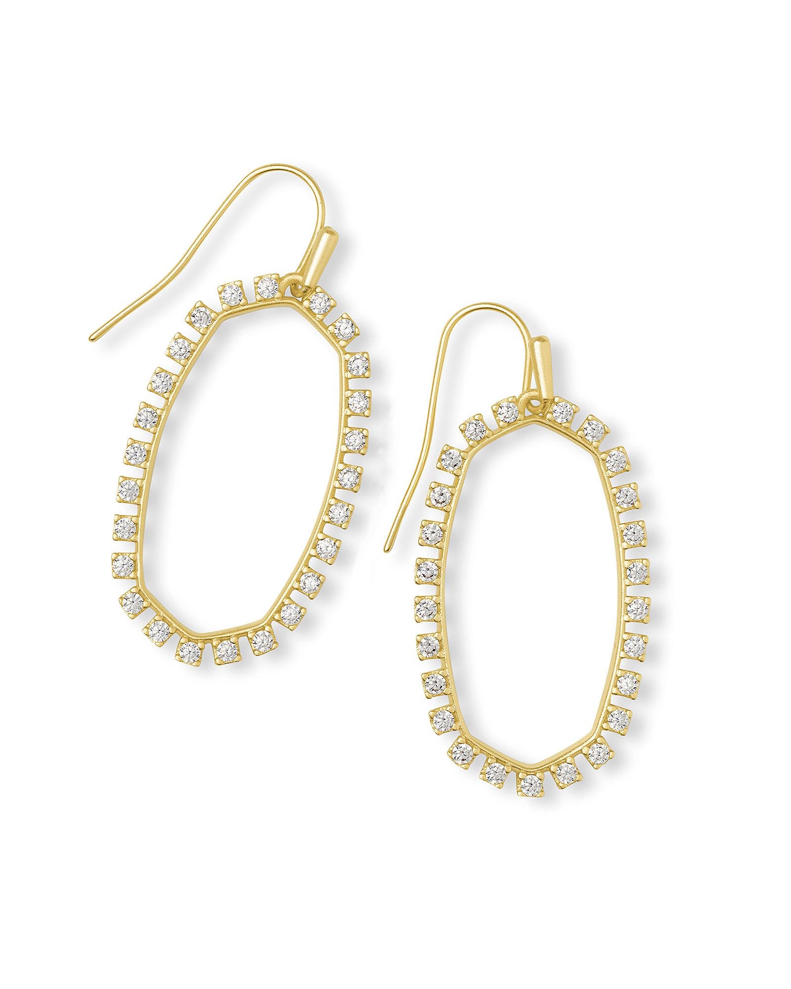 PROMO Elle Open Frame Earring in Gold Metal White Crystal