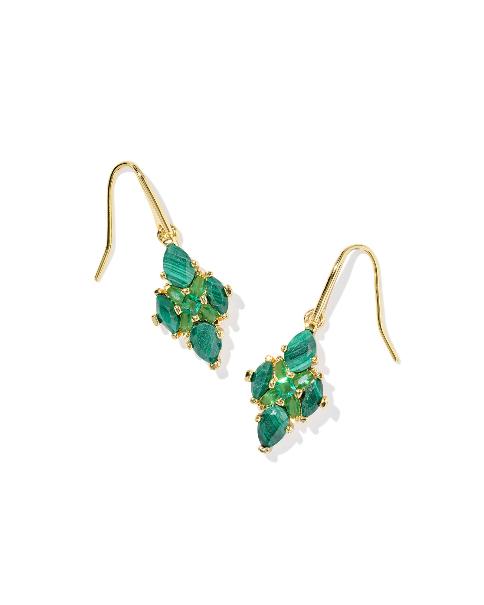 Abbie Crystal Drop Earring in Gold Green Mix