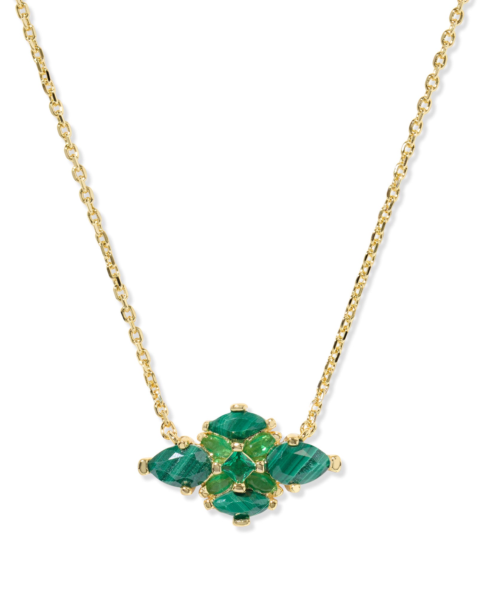 Abbie Crystal Pendant Necklace in Gold Green Mix