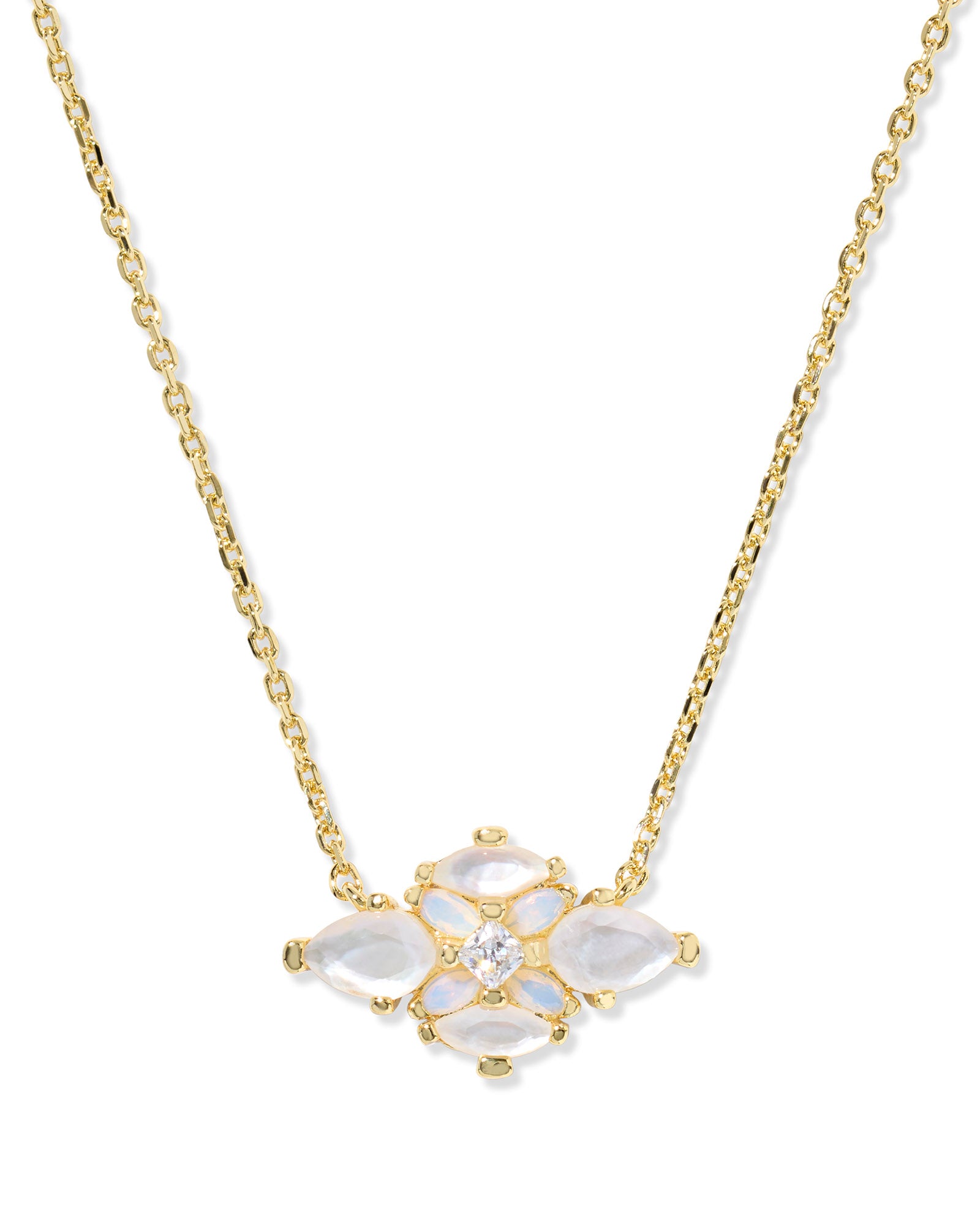 Abbie Crystal Pendant Necklace in Gold Neutral Mix