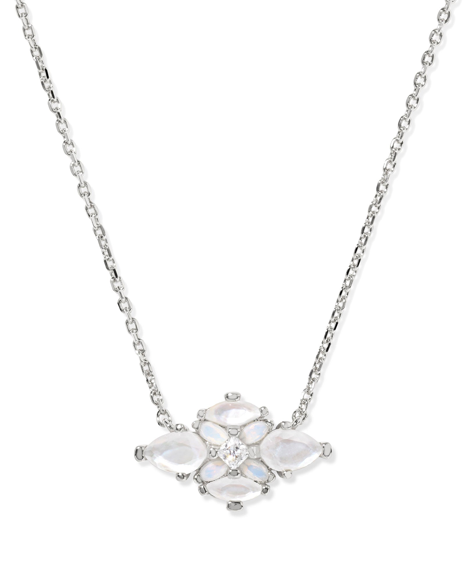 Abbie Crystal Pendant Necklace in Rhodium Neutral Mix