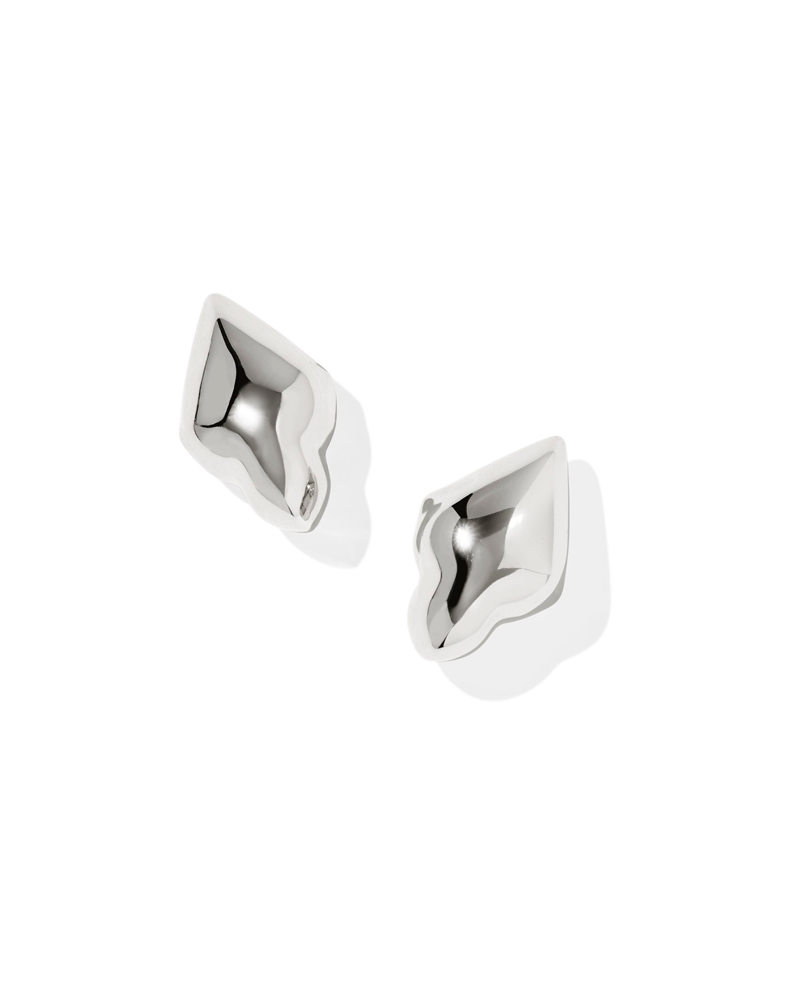 Adeline Metal Stud Earring in Rhodium Metal