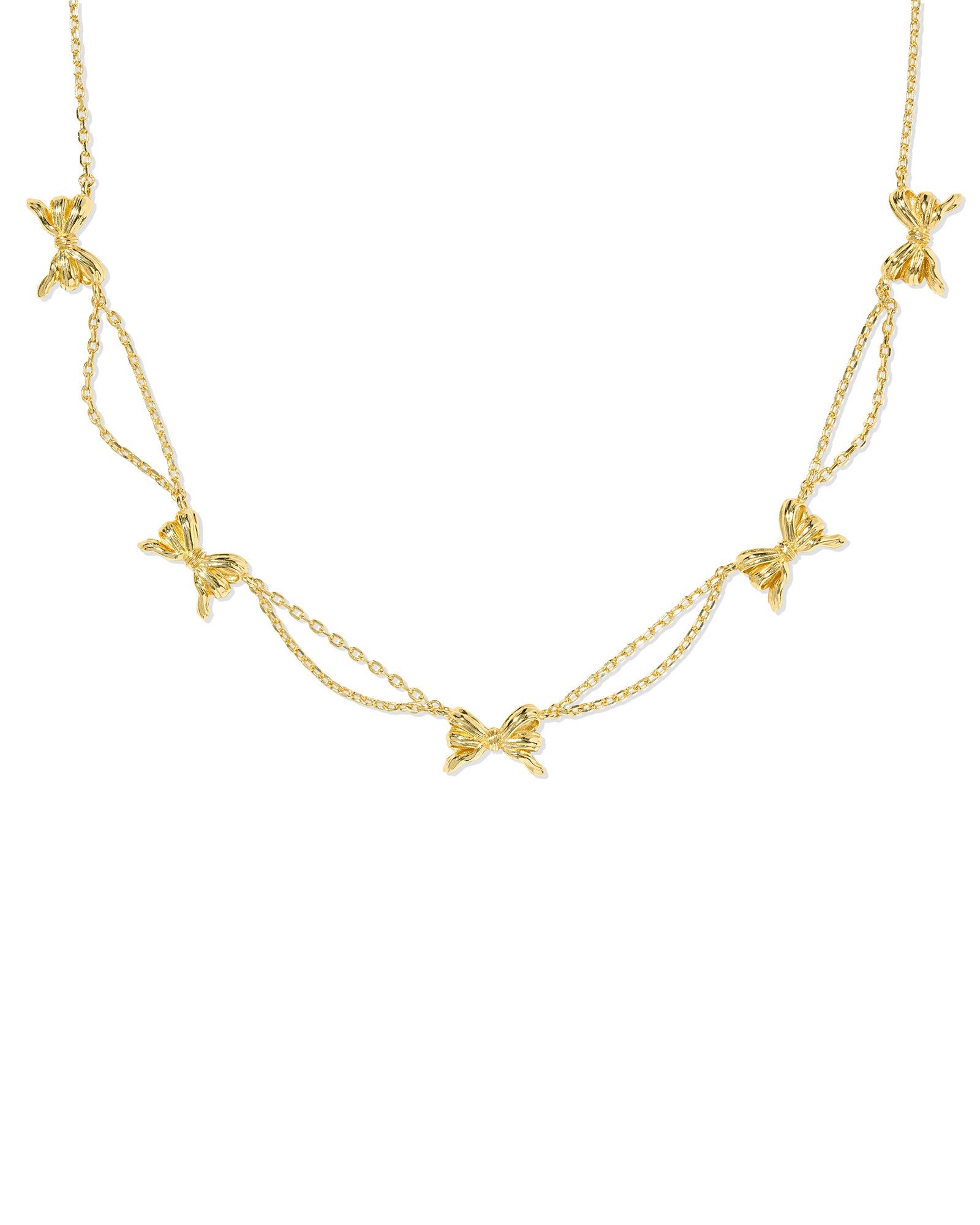 Bow Strand Necklace in Gold Metal