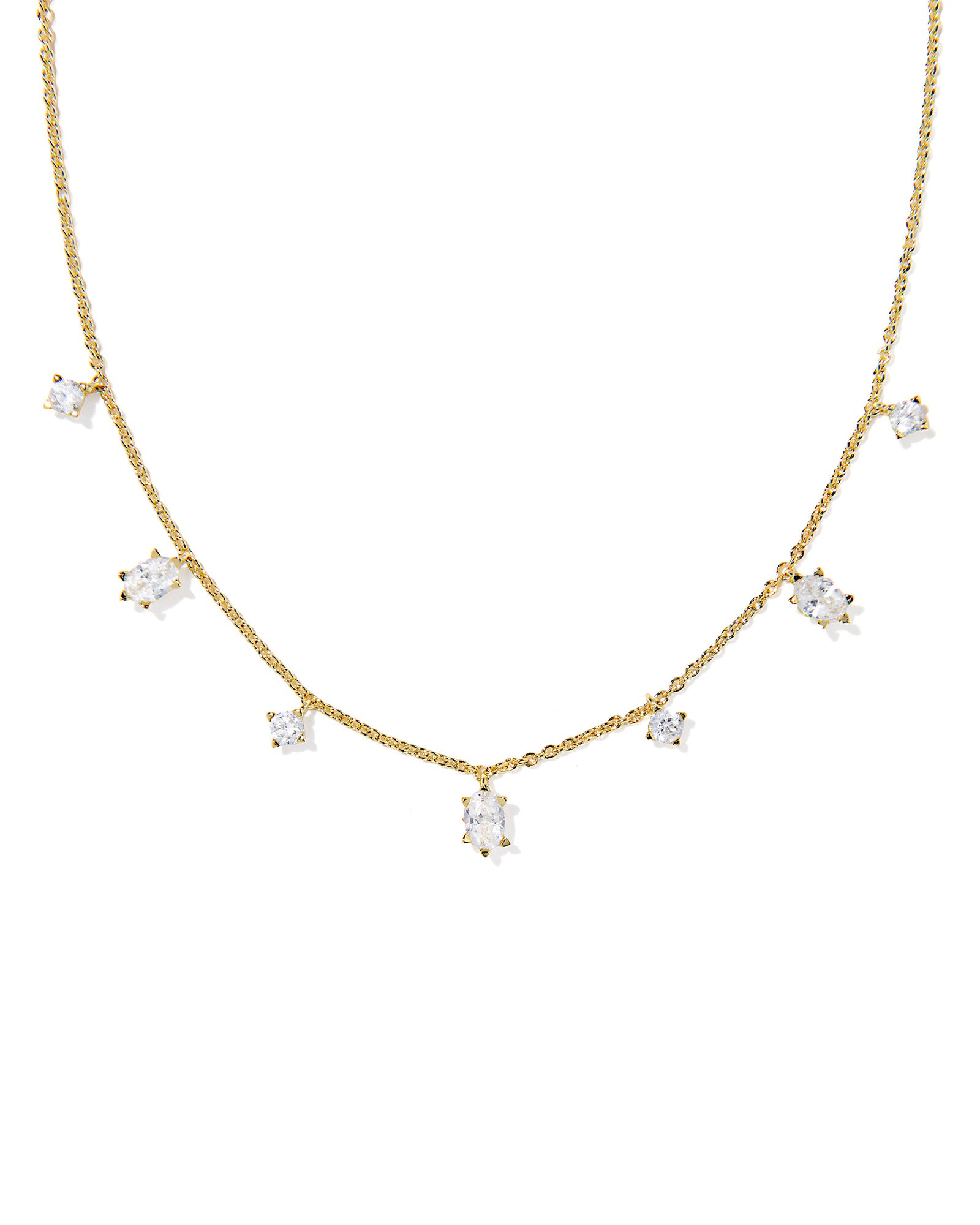 Cailin Strand Necklace in Gold White Crystal