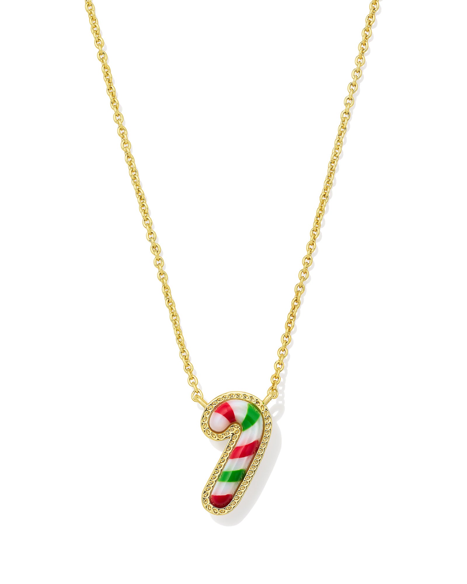 Candy Cane Short Pendant Necklace in Red Green Mix
