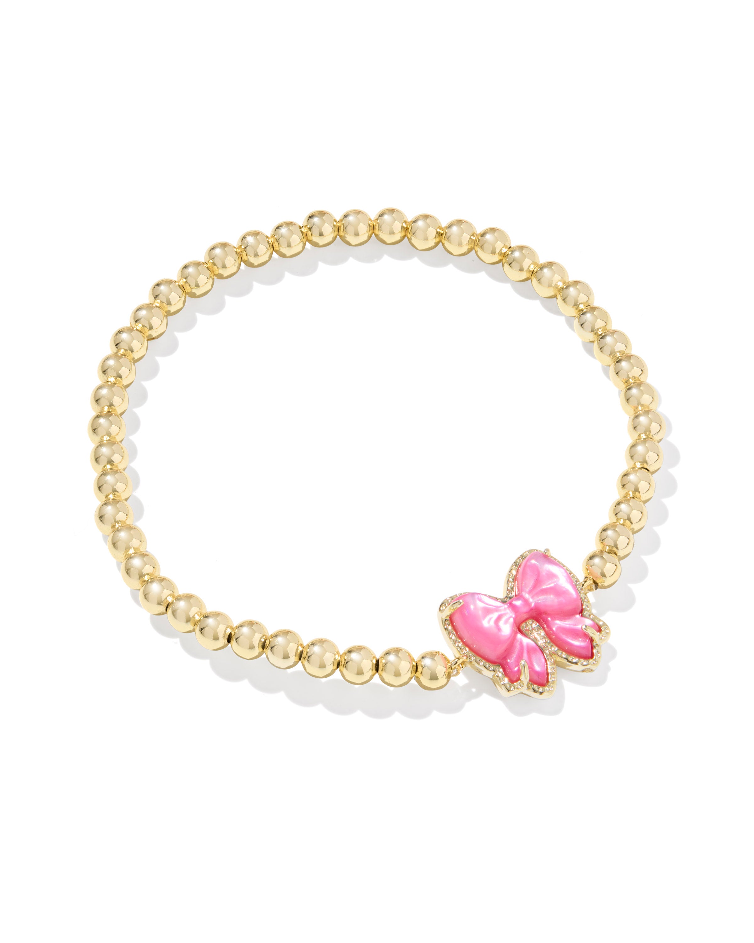 Haley Bow Stretch Bracelet in Gold Rose Violet Mother of Pearl