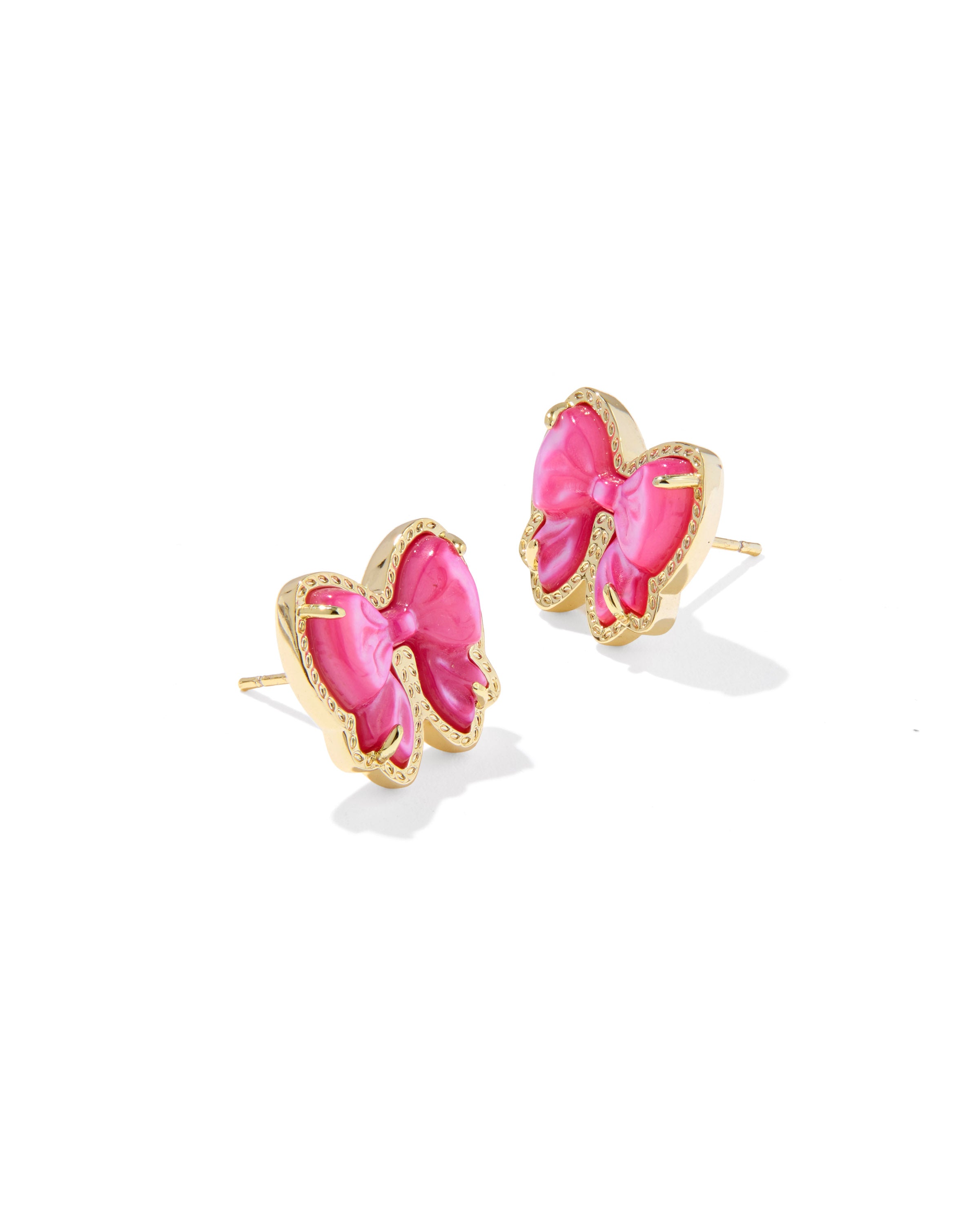 Haley Bow Stud Earrings in Gold Rose Violet Mother of Pearl