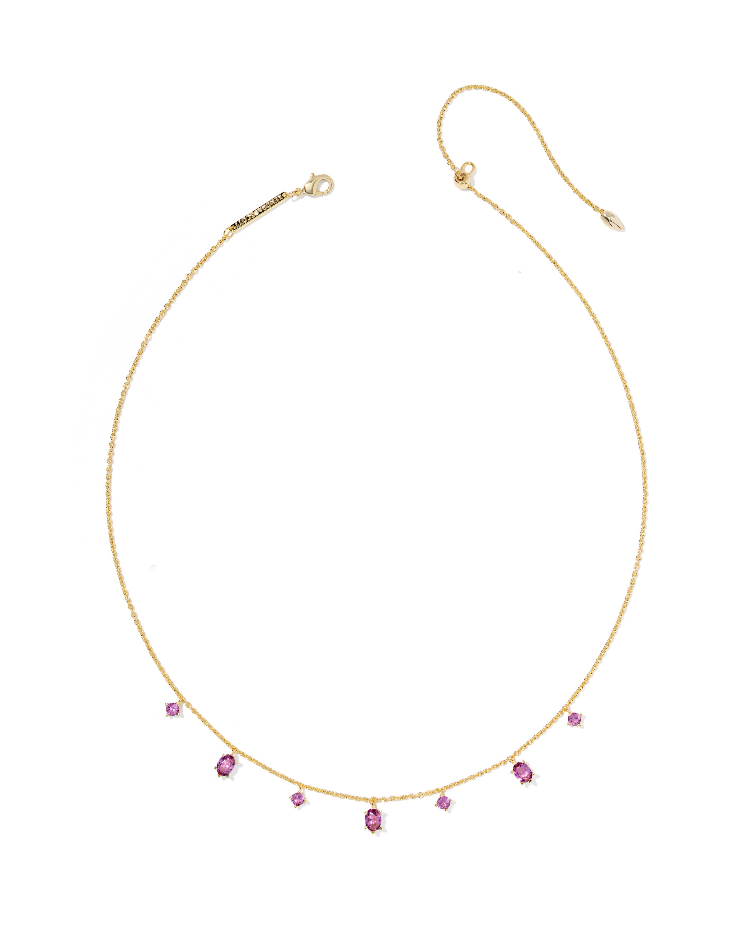 Cailin Delicate Necklace in Gold Purple Crystal