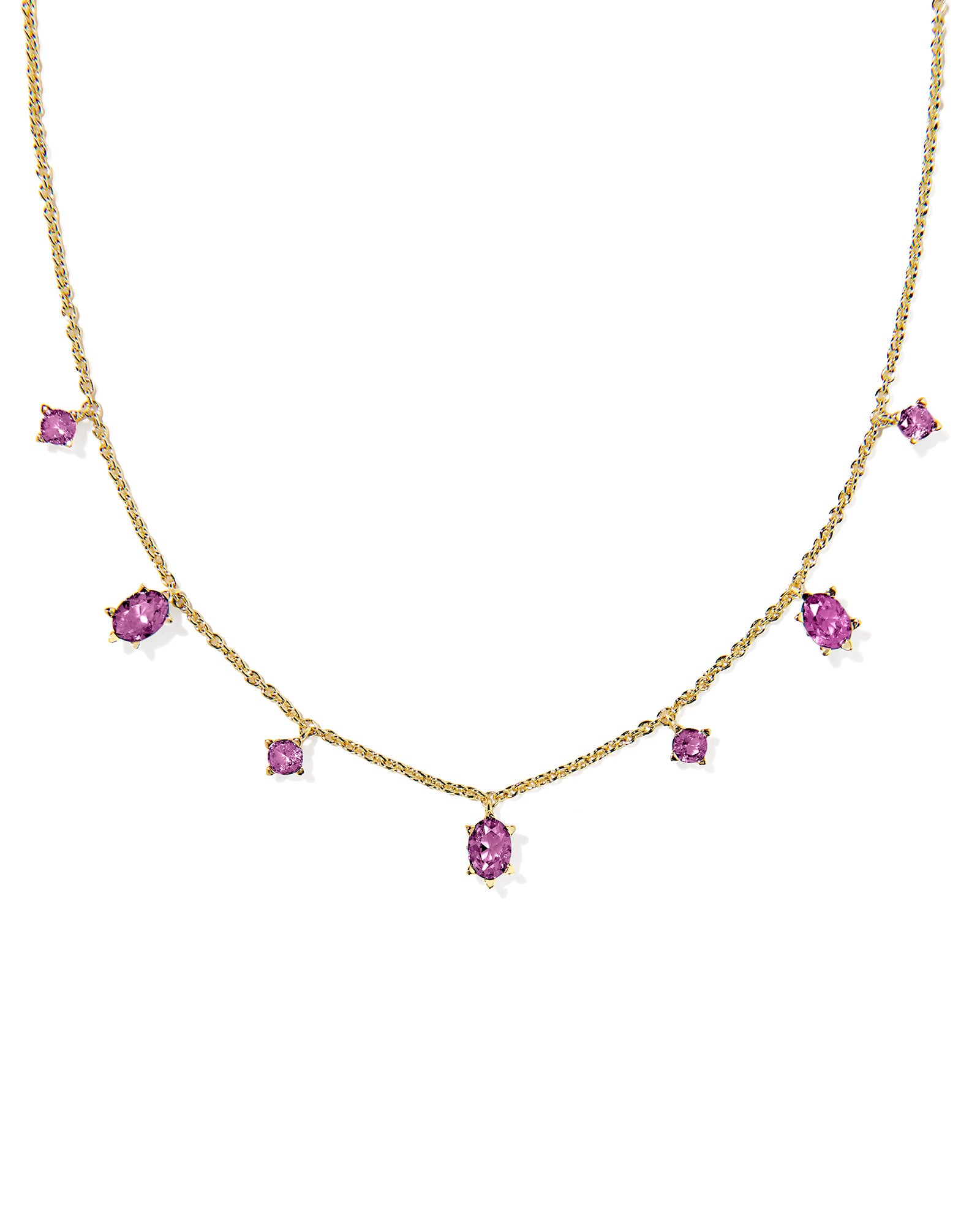 Cailin Delicate Necklace in Gold Purple Crystal
