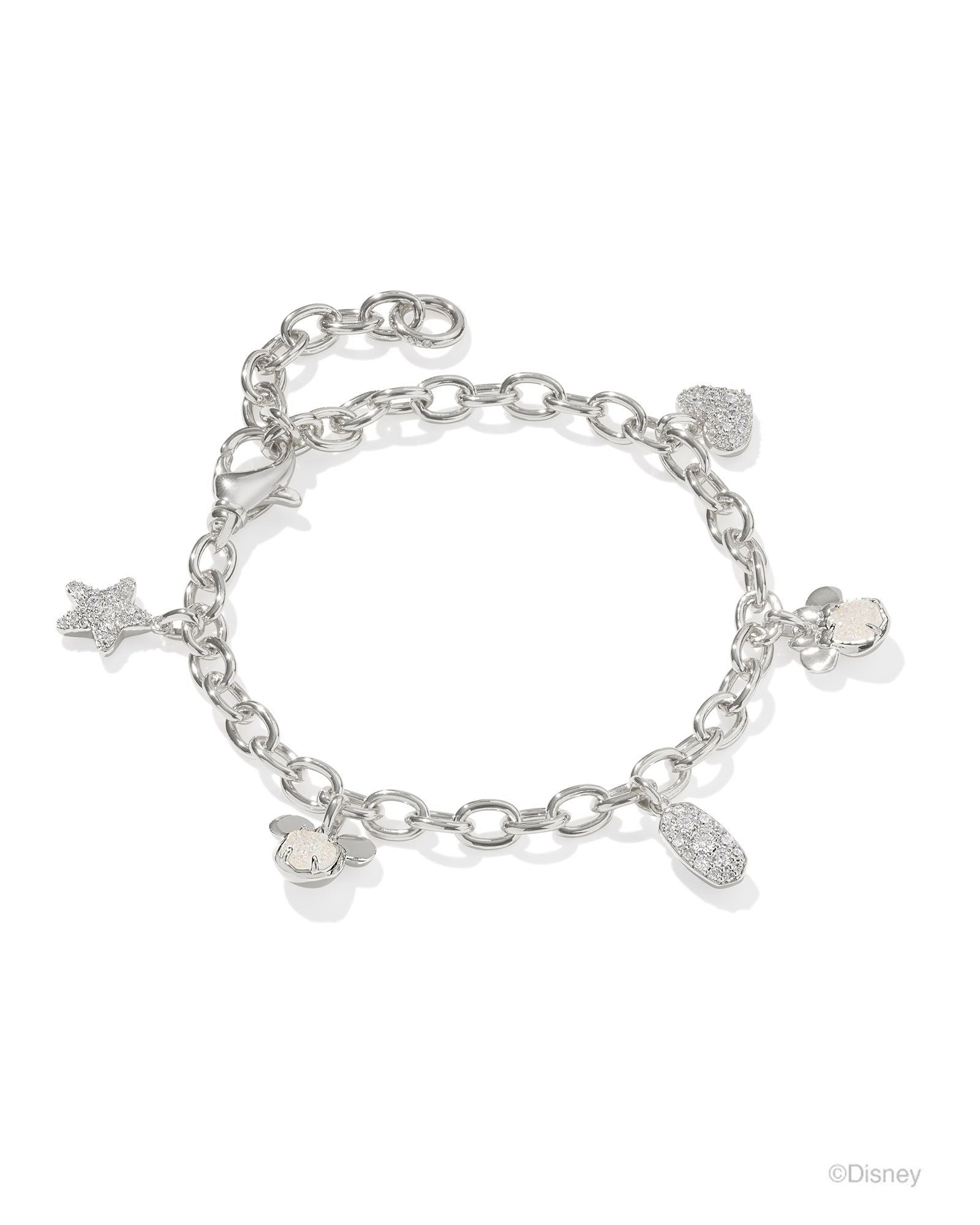 Disney Charm Bracelet in Silver Iridescent White Mix