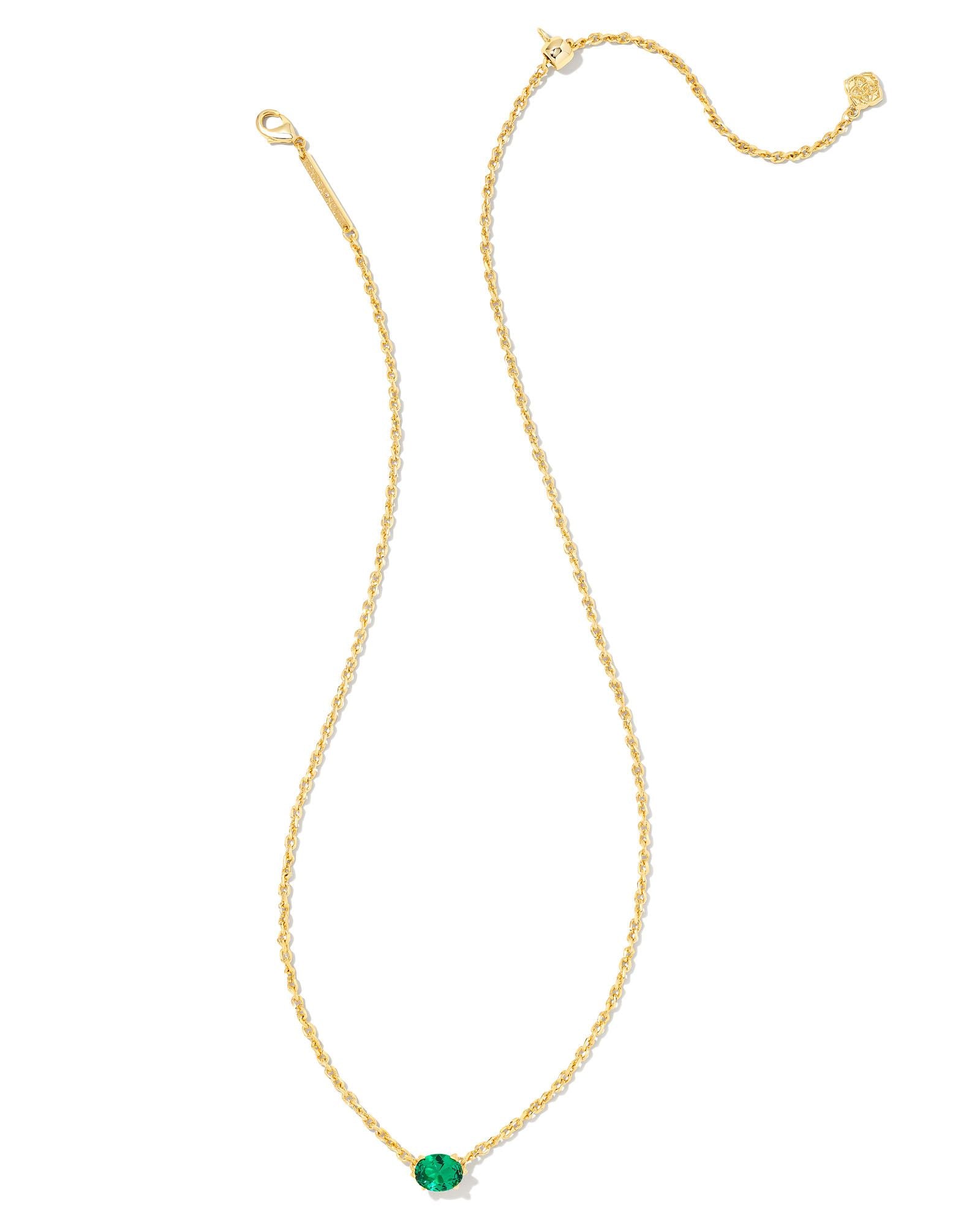 Cailin Gold Pendant Necklace in Gold Green Crystal