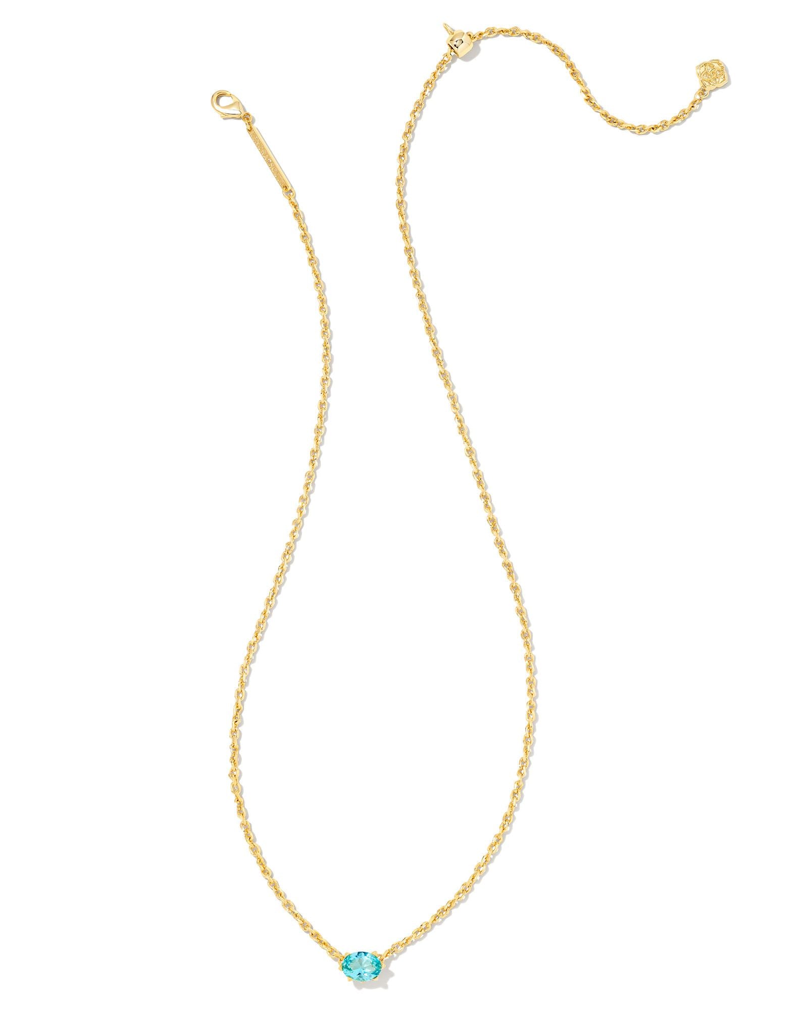 Cailin Gold Pendant Necklace in Gold Aqua Crystal
