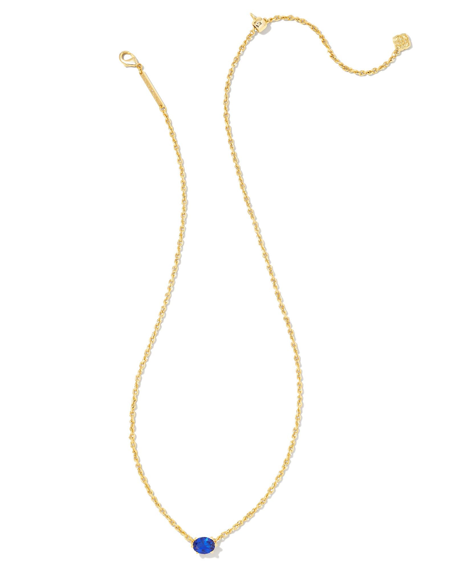 Cailin Gold Pendant Necklace in Gold Blue Crystal