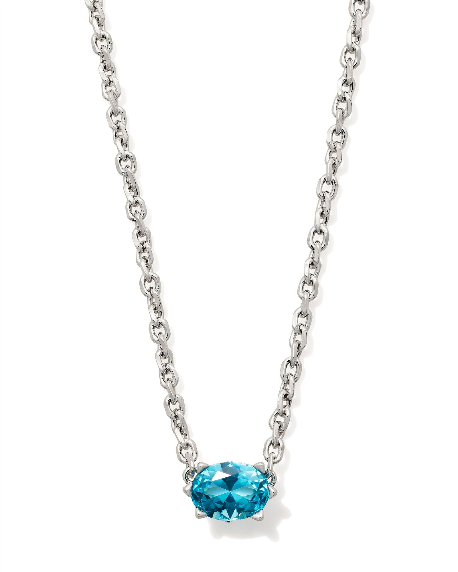 Cailin Gold Pendant Necklace in Silver Aqua Crystal