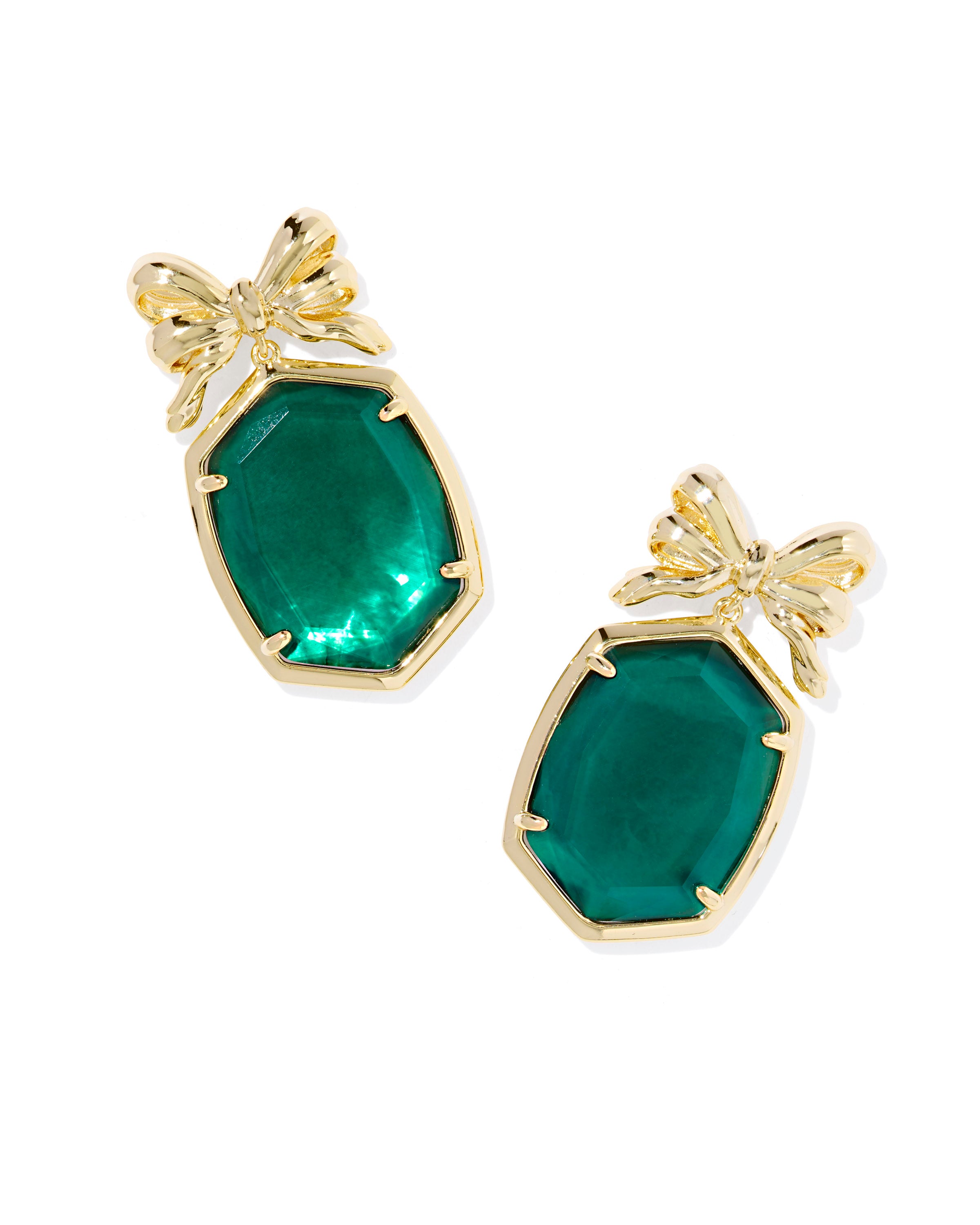 Daphne Bow Drop Earring in Gold Pine Illusion