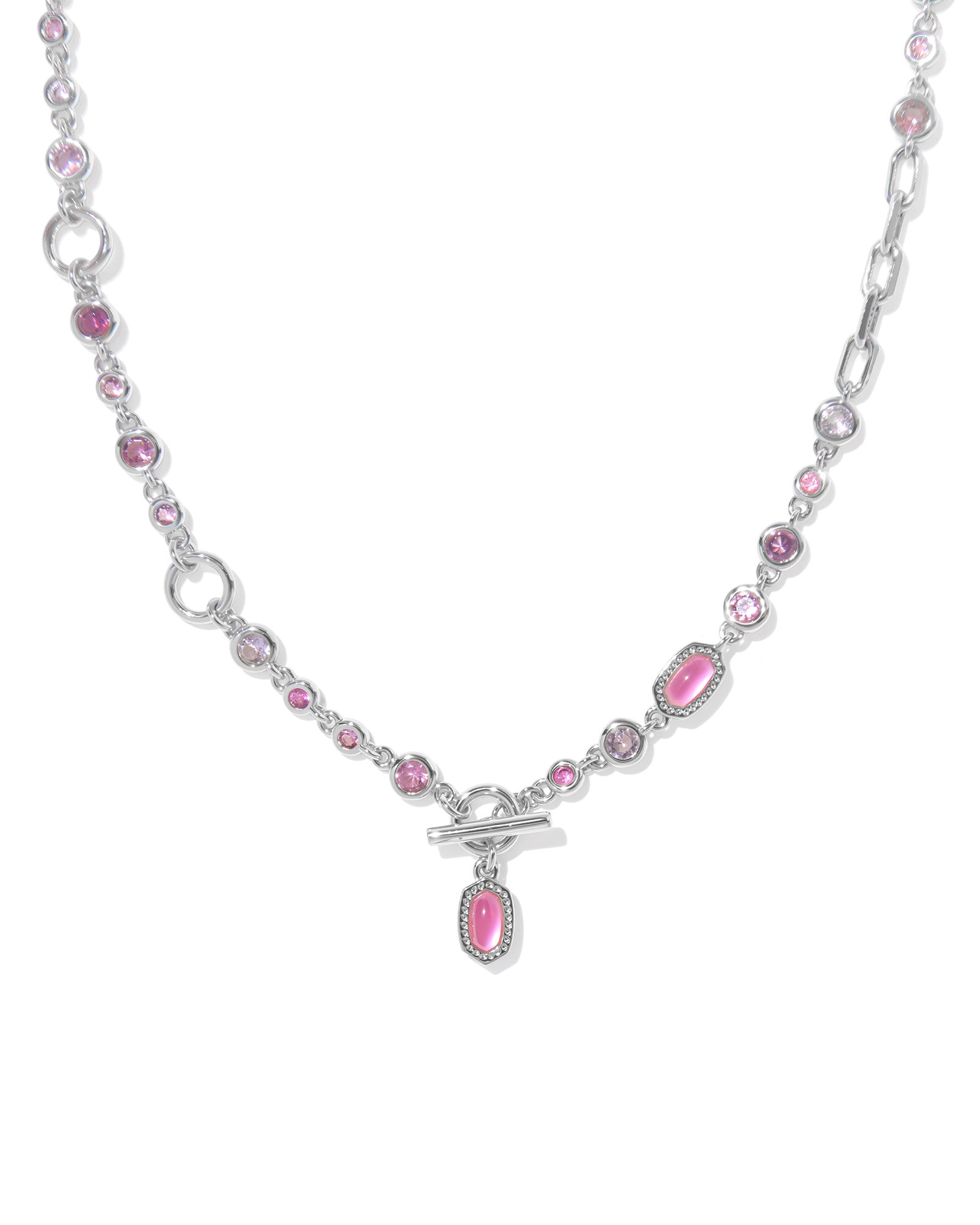 Mini Elisa Abbie Strand Necklace In Silver Pink Mix