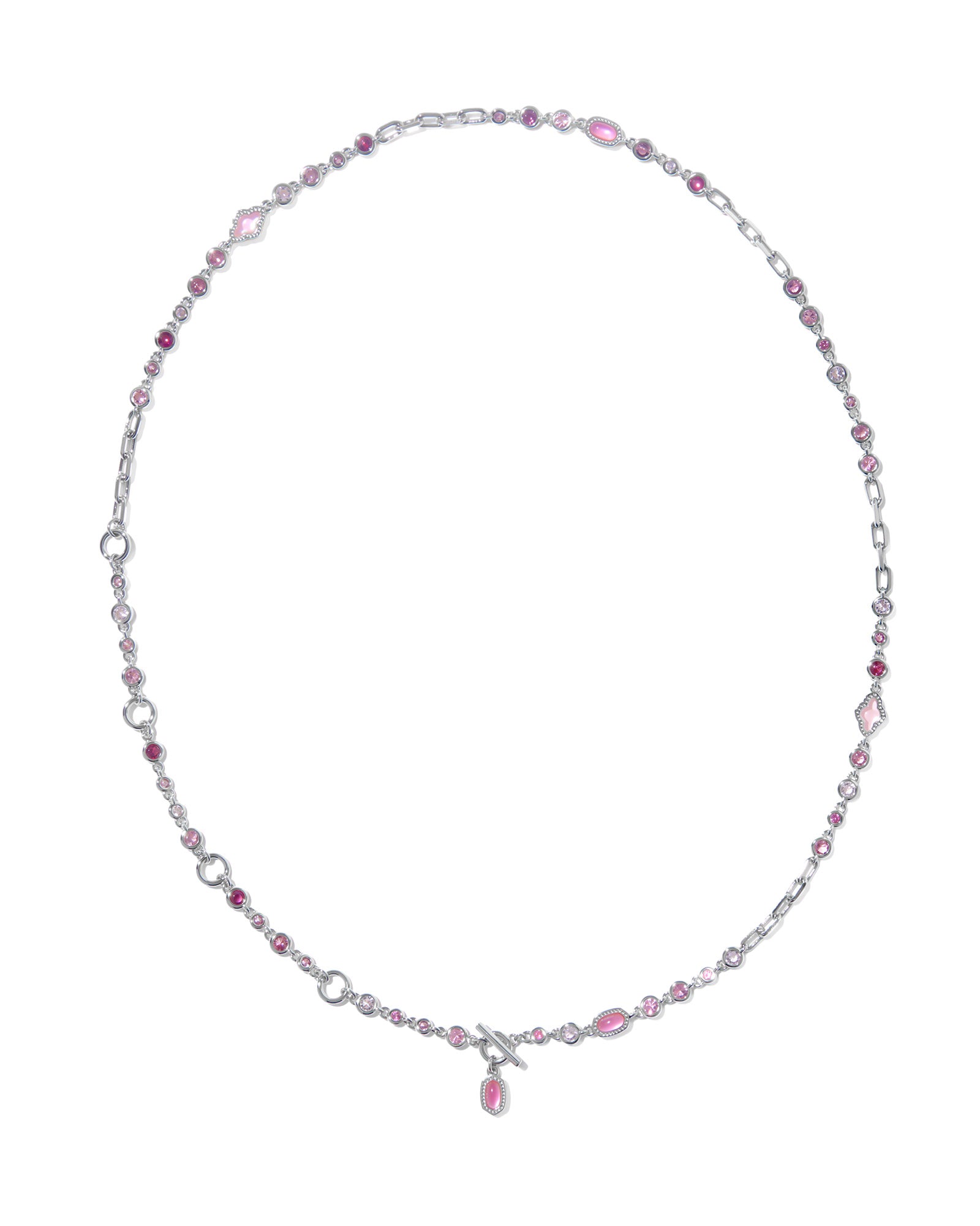 Mini Elisa Abbie Strand Necklace In Silver Pink Mix