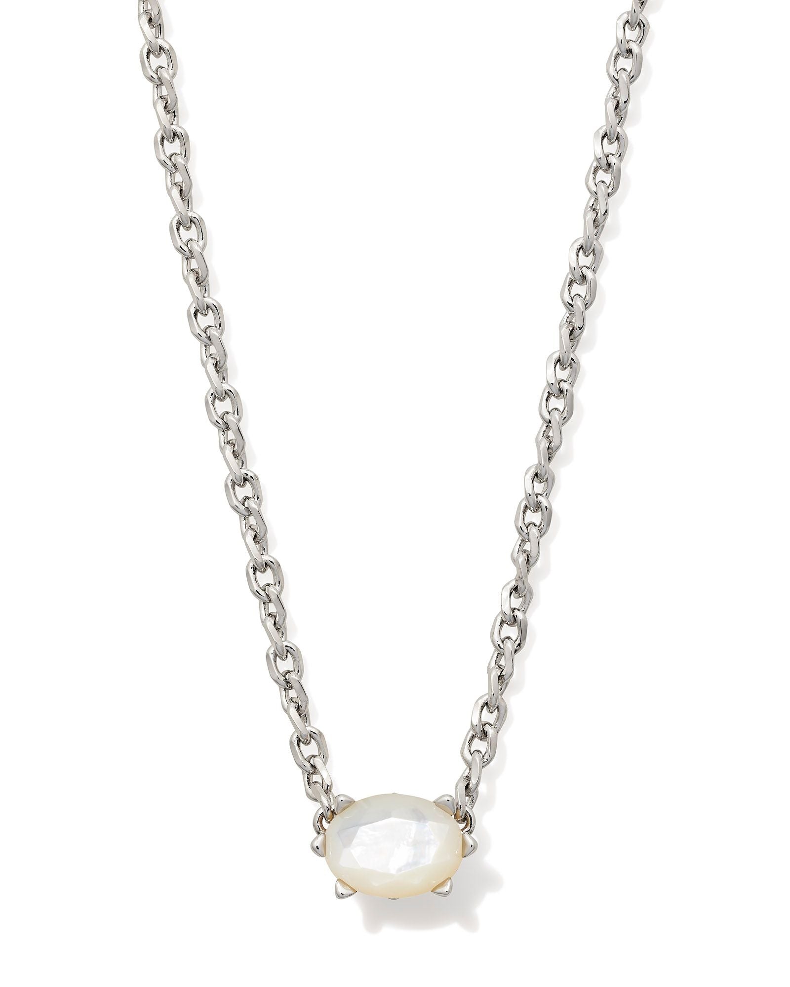 Cailin Pendant Necklace in Silver Ivory Mother of Pearl