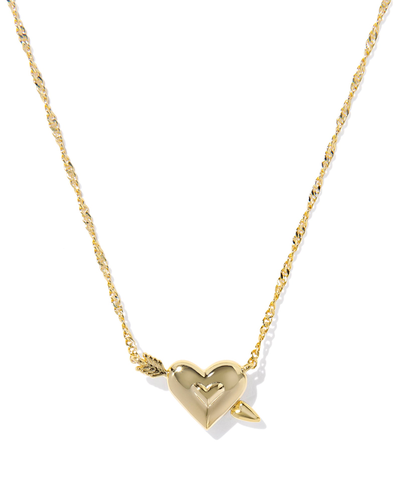 Ari Heart Arrow Pendant Necklace Gold Pink Opalscent Resin