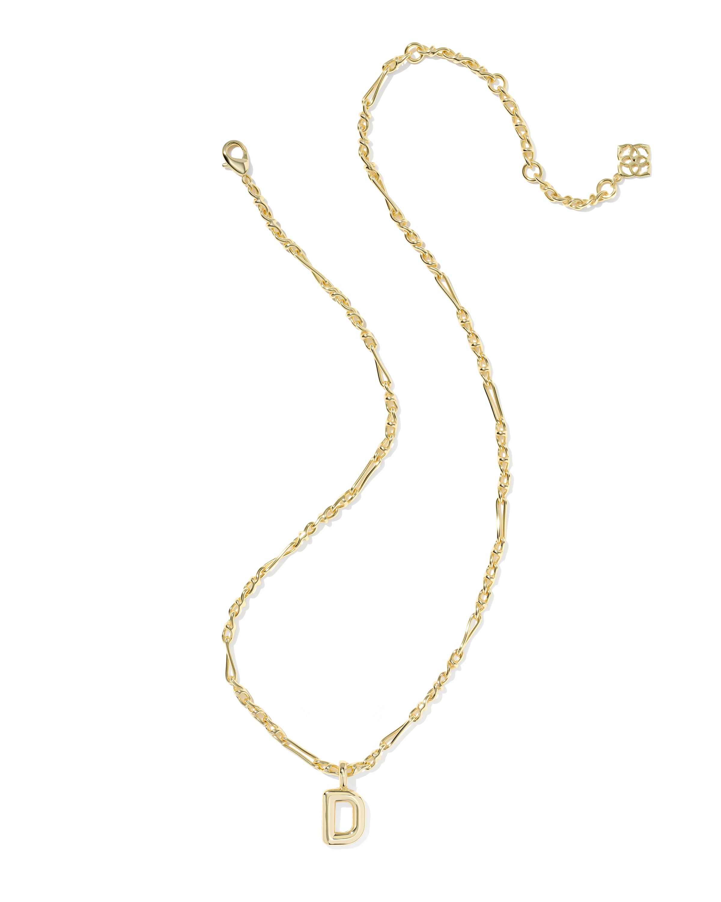 Bubble Letter D Pendant Necklace in Gold