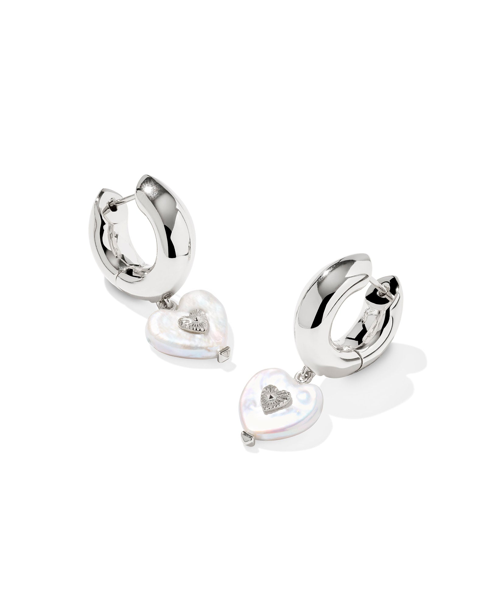 Sasha Heart Huggie Earing Freshwater Pearl in Silver
