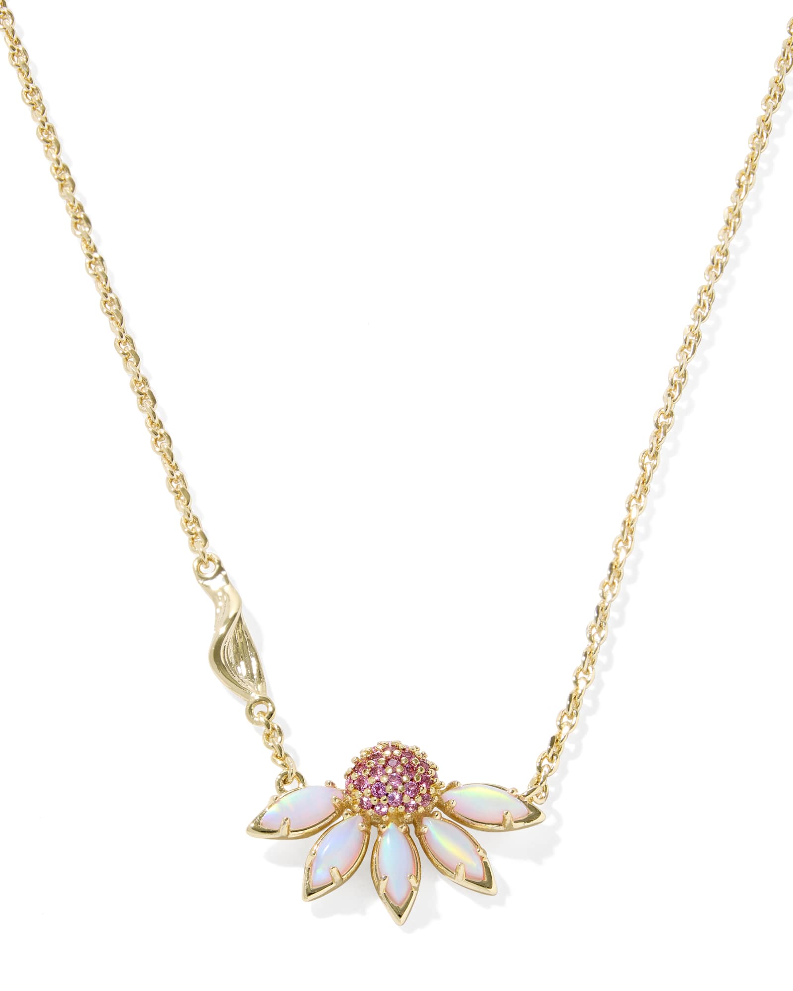 Anya Flower Pendant Necklace Gold Light Pink Mix