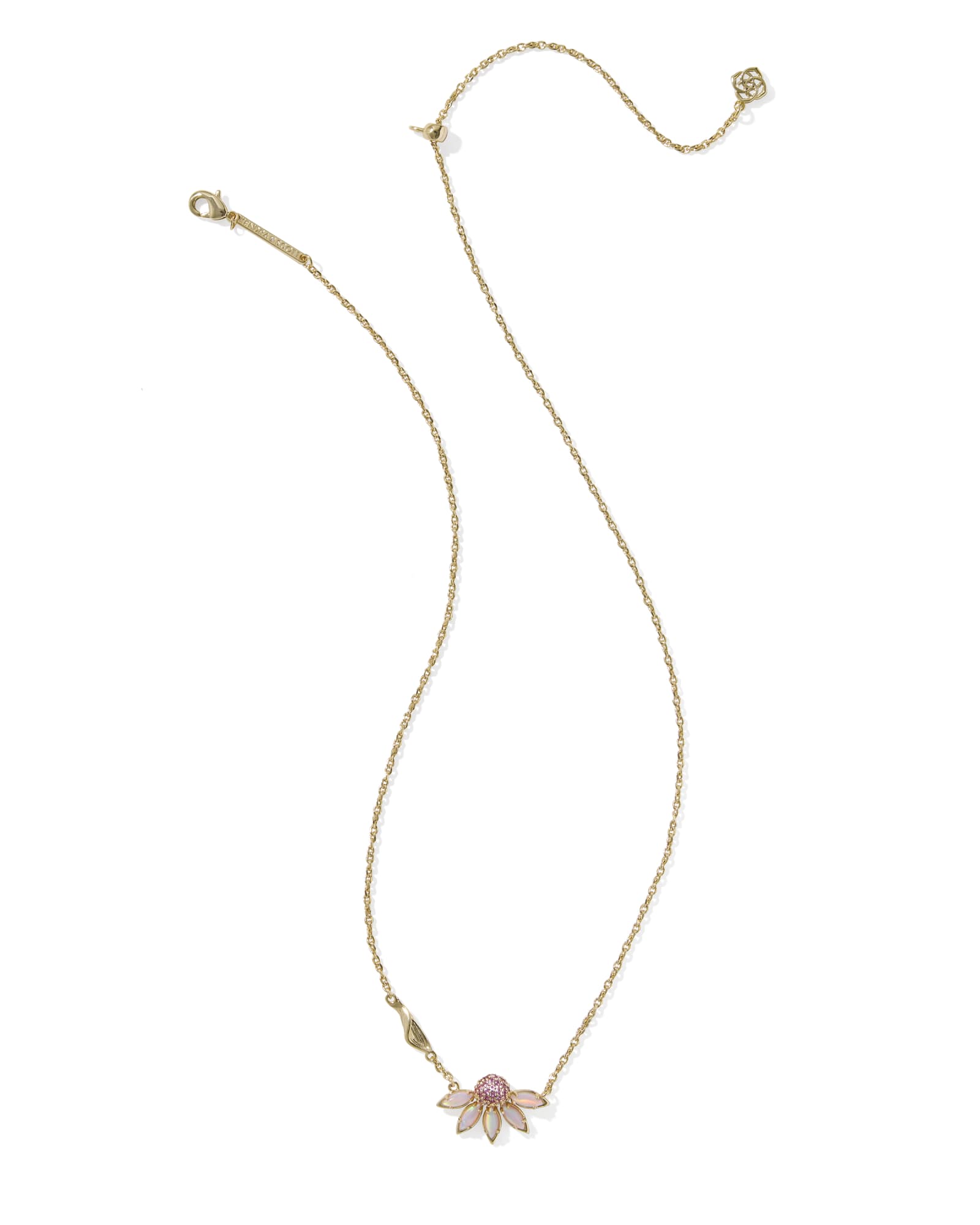 Anya Flower Pendant Necklace Gold Light Pink Mix