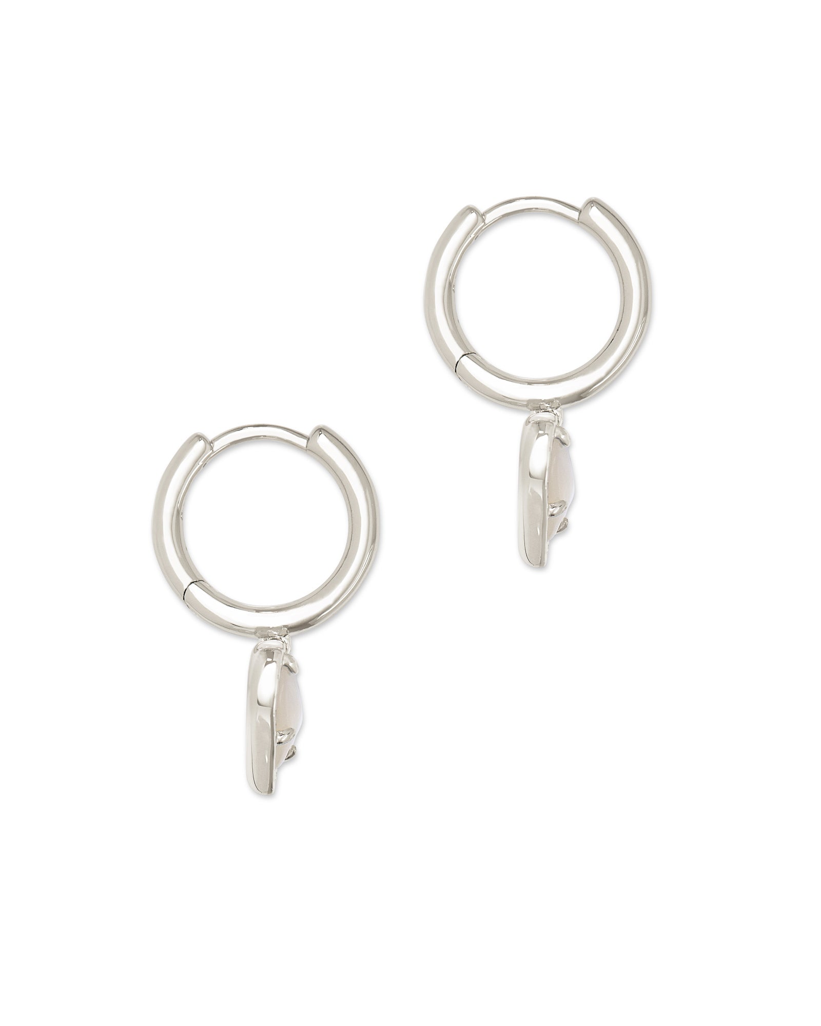Ari Heart Gold Huggie Earrings in Silver MOP