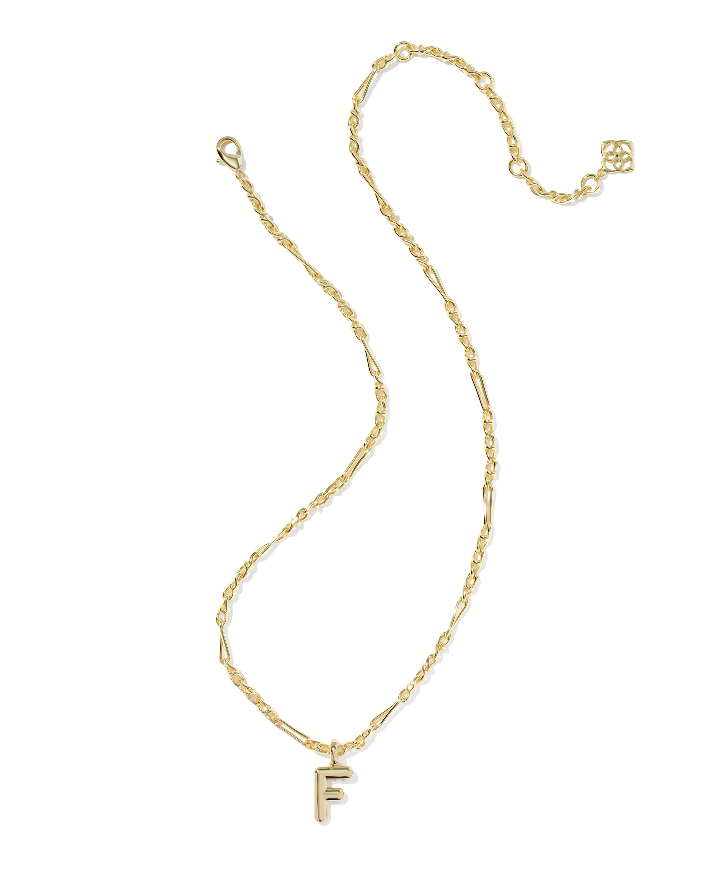 Bubble Letter F Pendant Necklace in Gold