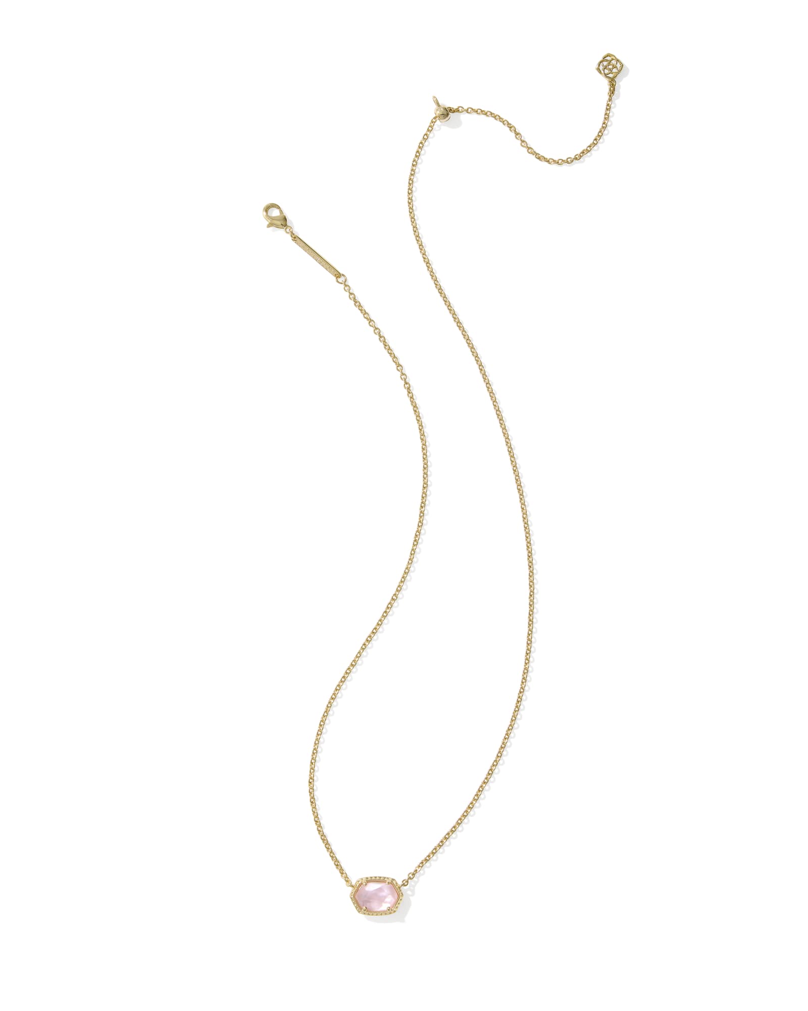 Daphne Frame Pendant Necklace Gold Light Pink MOP