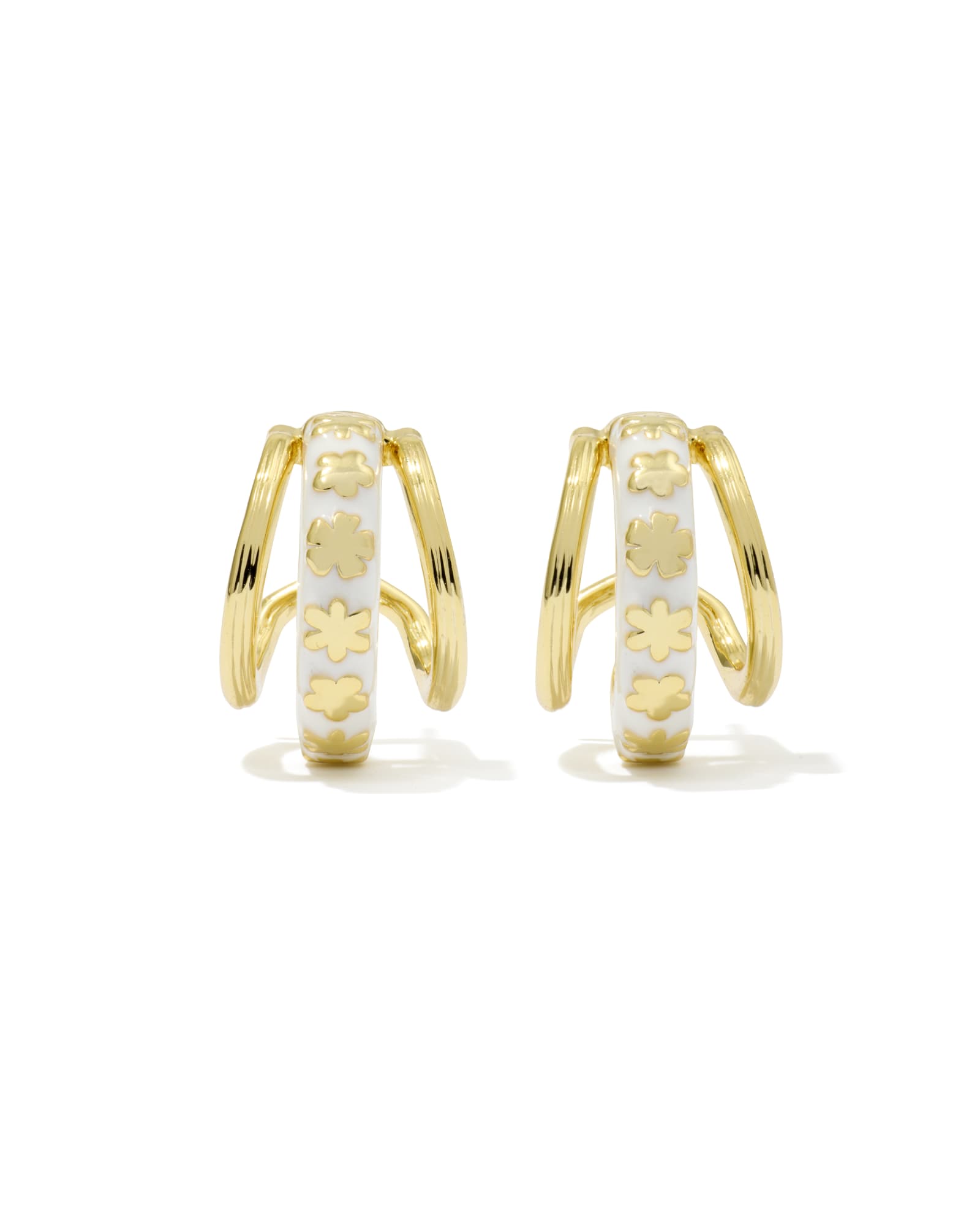 Jane Huggie Ear Gold White Enamel