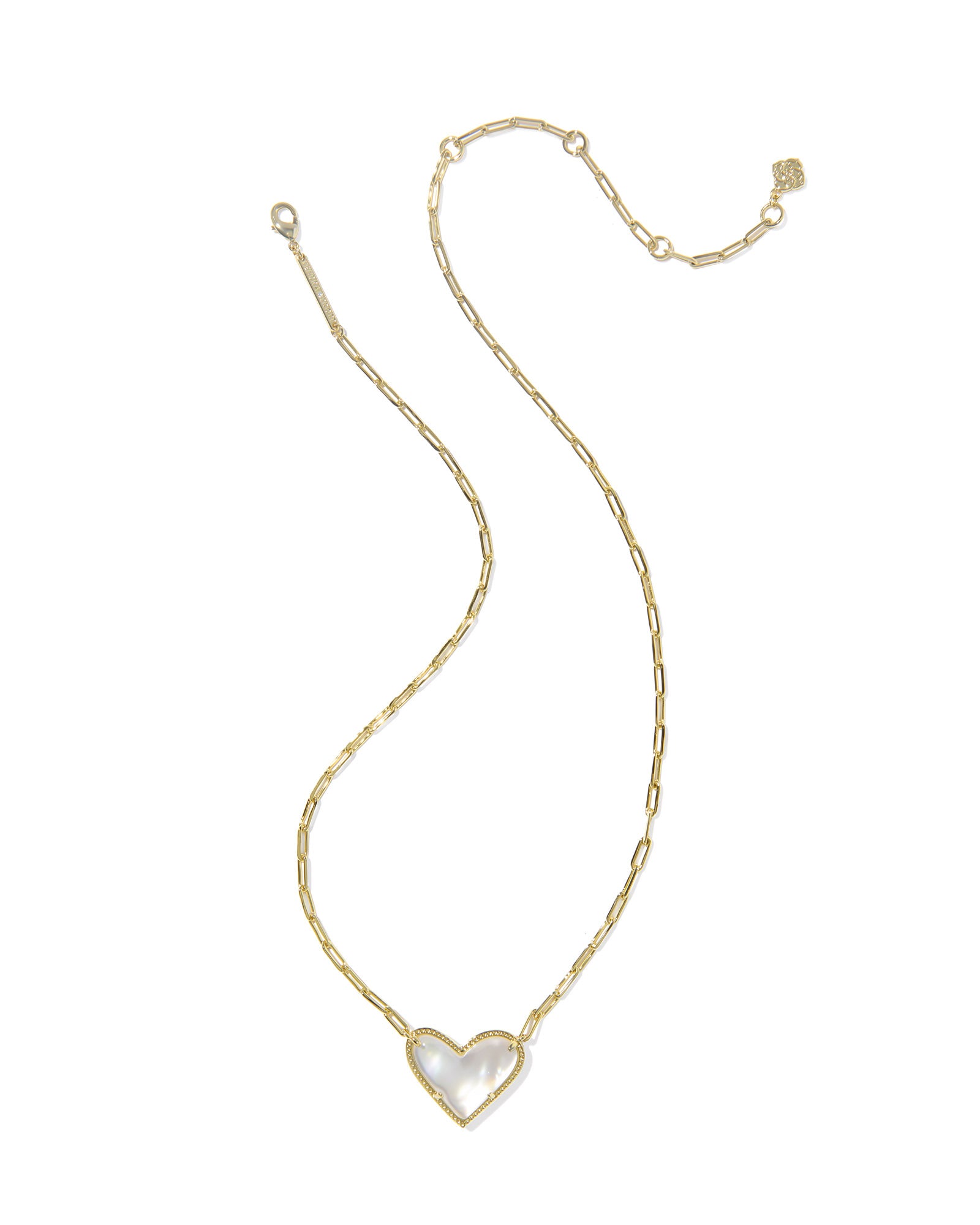 Ari Heart Statement Short Pendant in Gold Ivory MOP