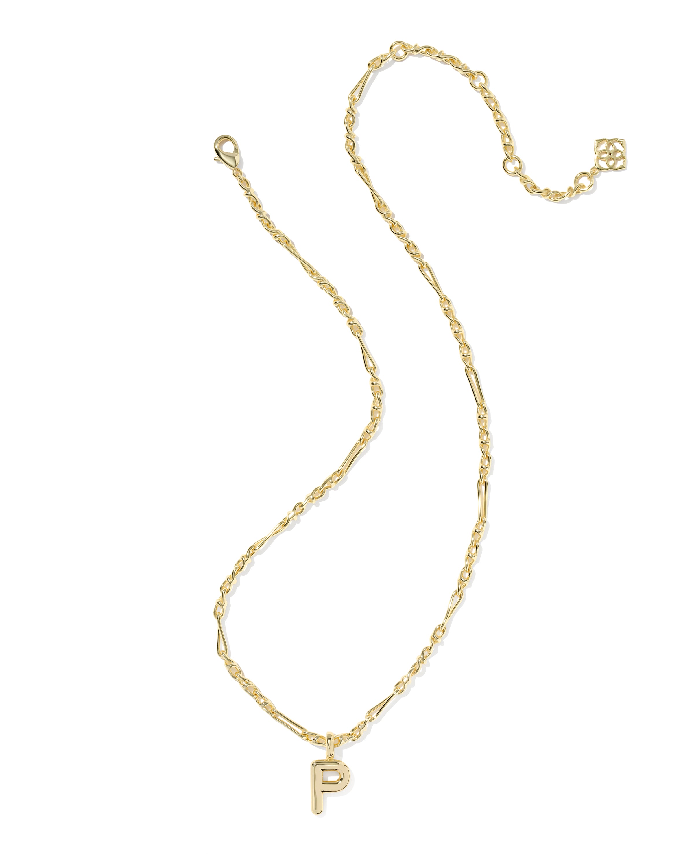 Bubble Letter P Pendant Necklace in Gold