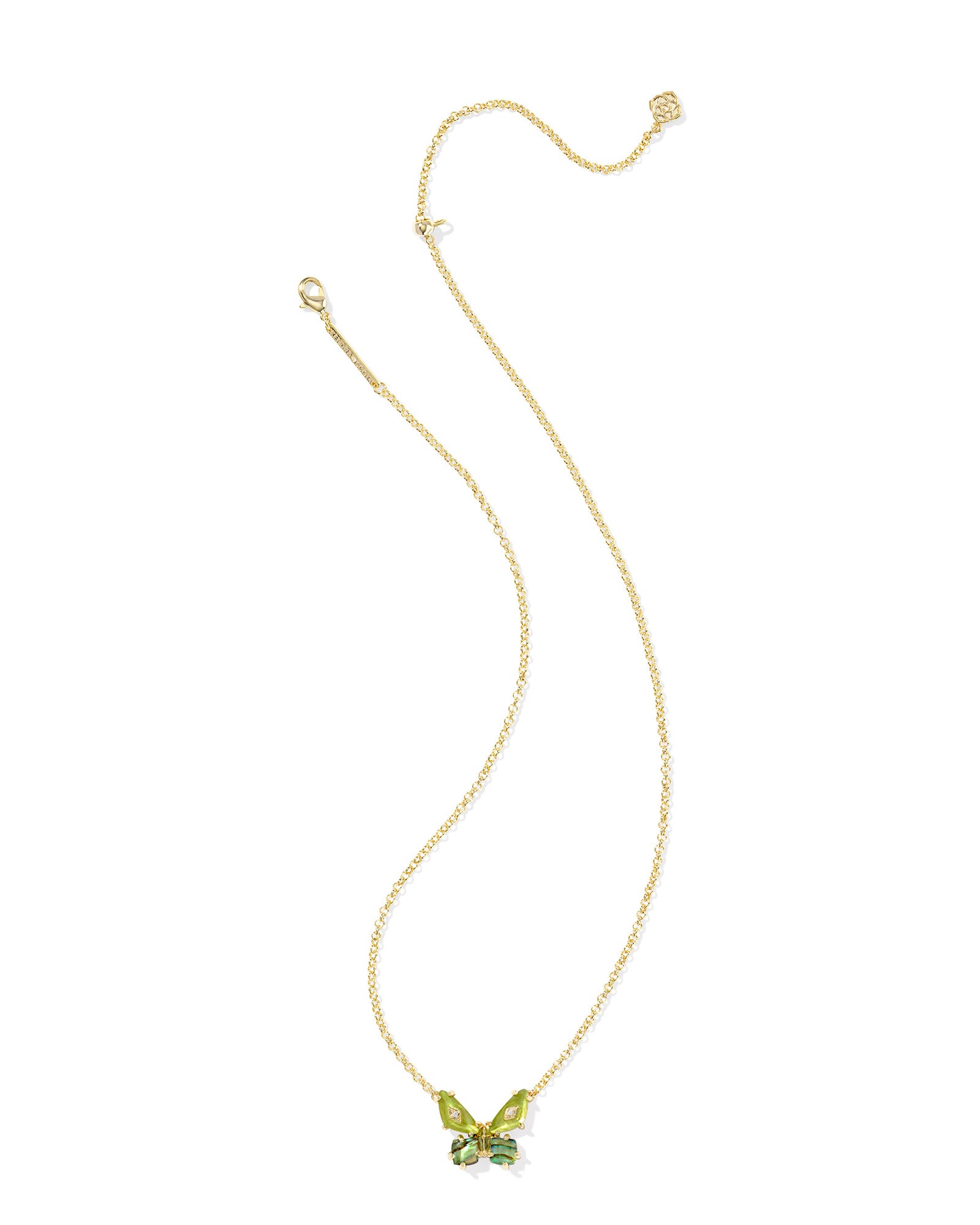 Bianca Butterfly Short Pendant In Gold Green Mix