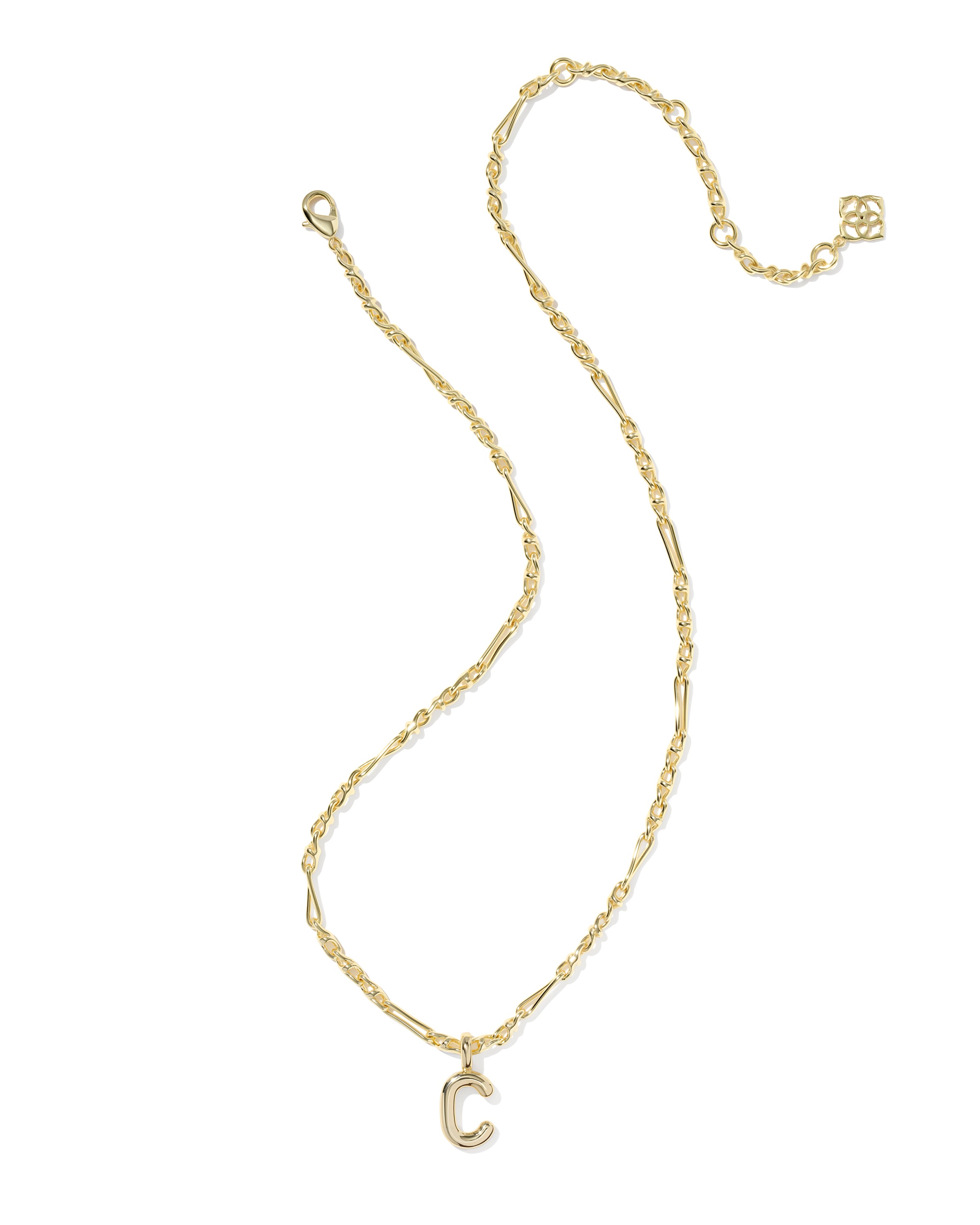 Bubble Letter C Pendant Necklace in Gold